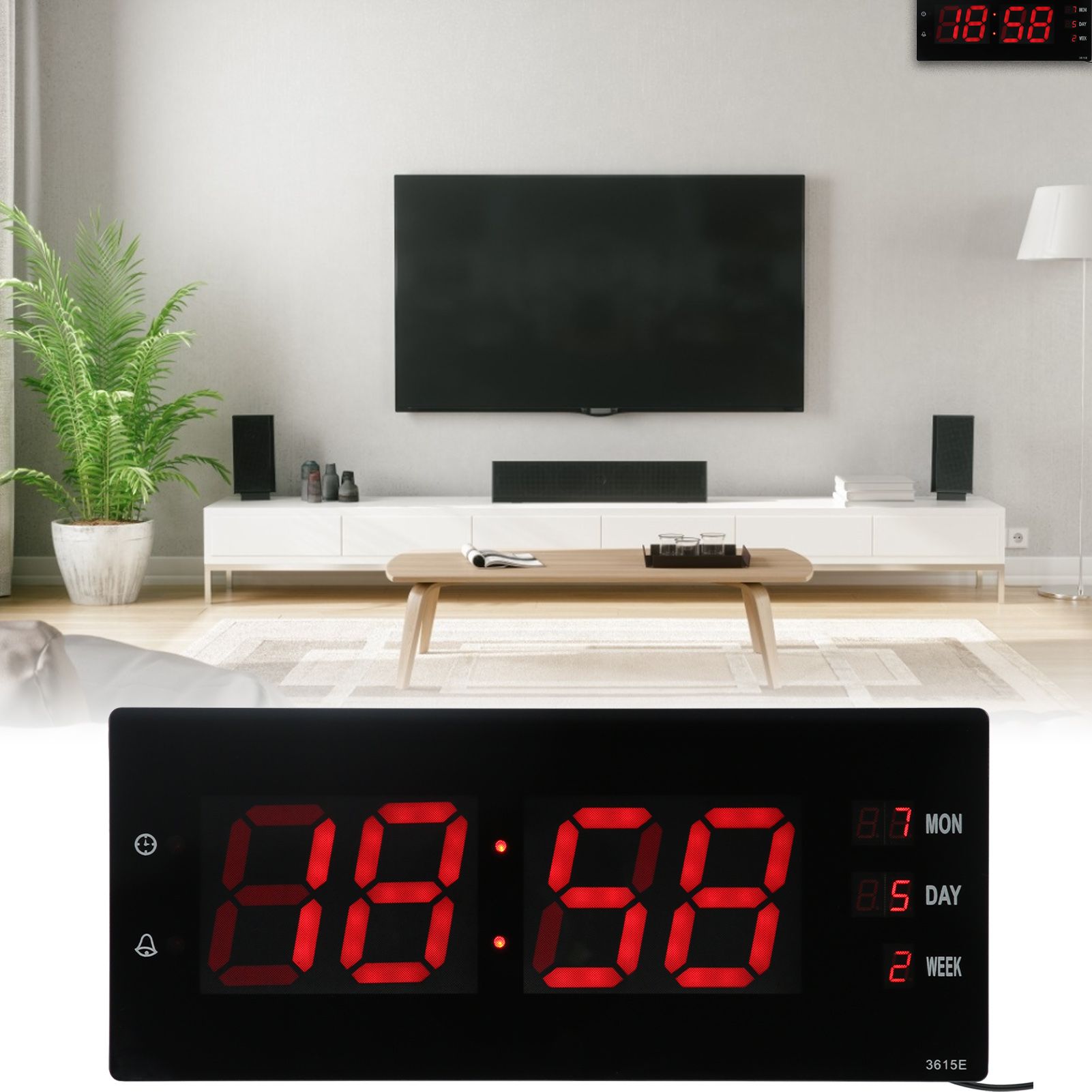 Electronic Digital Wall Clock Night Lights Temperature Calendar Clock for Home view 11