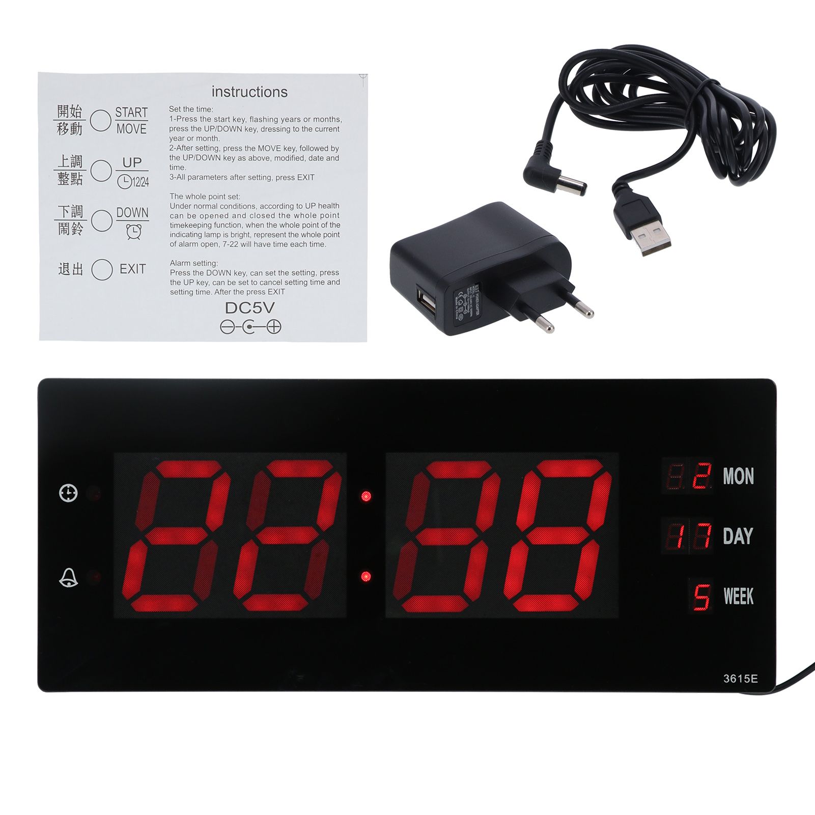 LED Calendar Clock Innovative Night Light Electronic Wall Clock for Home view 2