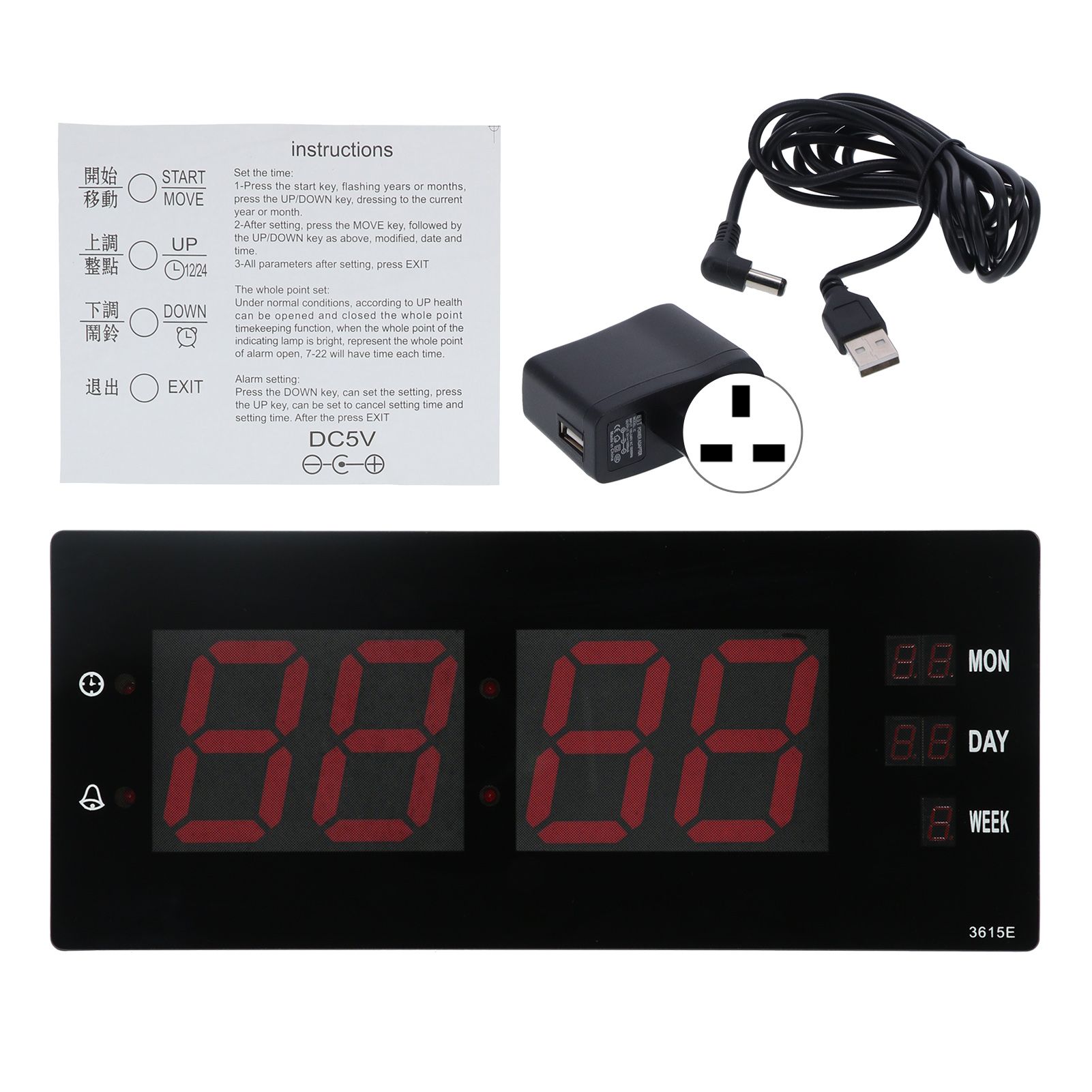 LED Calendar Clock Innovative Night Light Electronic Wall Clock for Home view 2