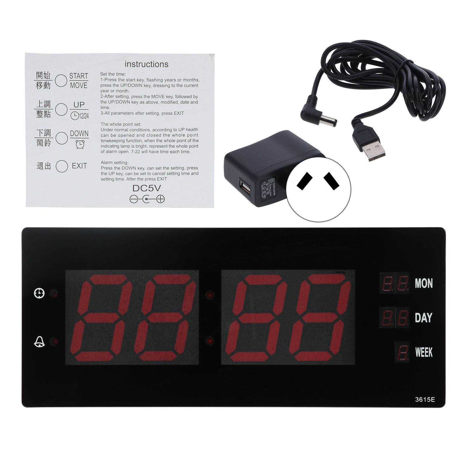 LED Calendar Clock Innovative Night Light Electronic Wall Clock for Home — image 1