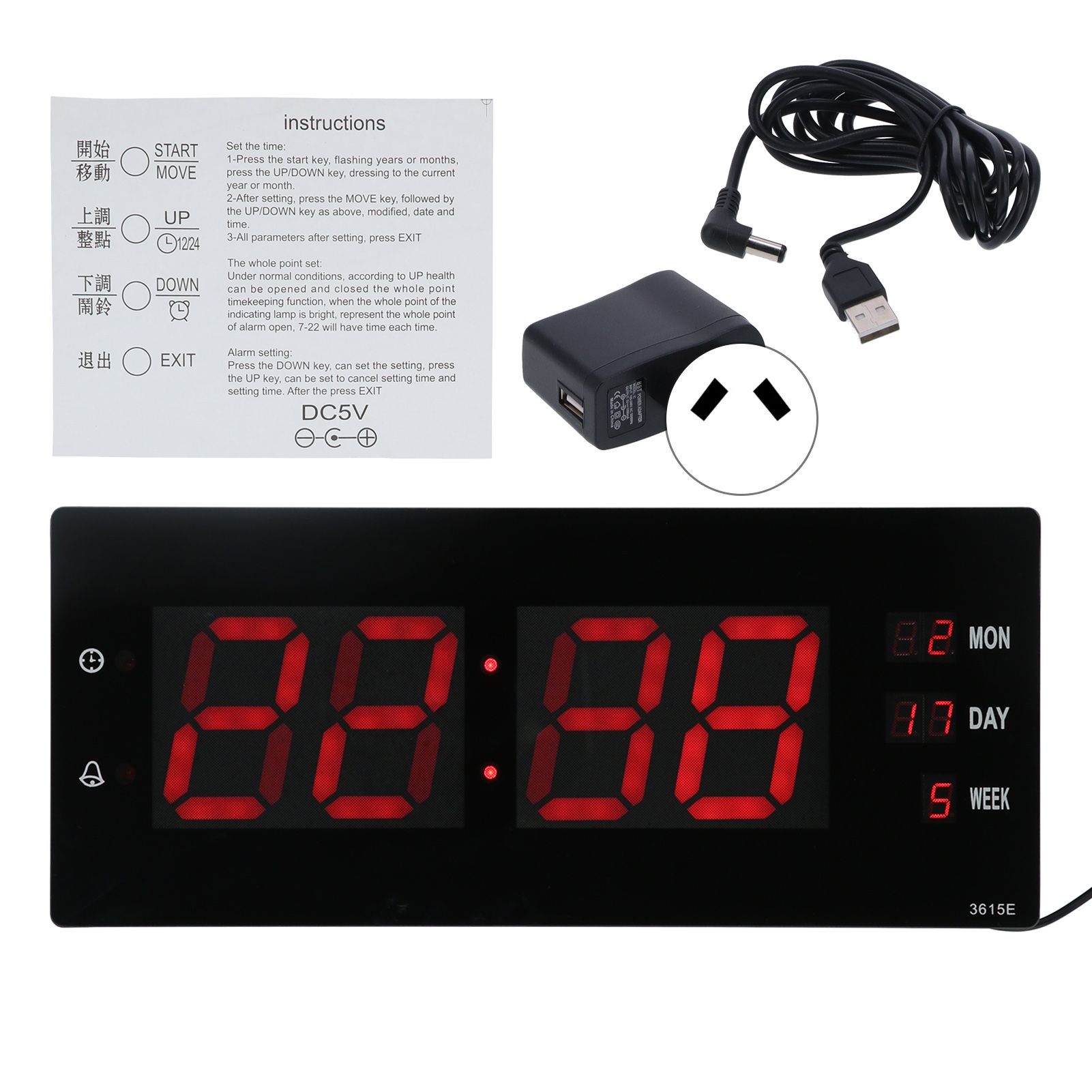 LED Calendar Clock Innovative Night Light Electronic Wall Clock for Home view 2