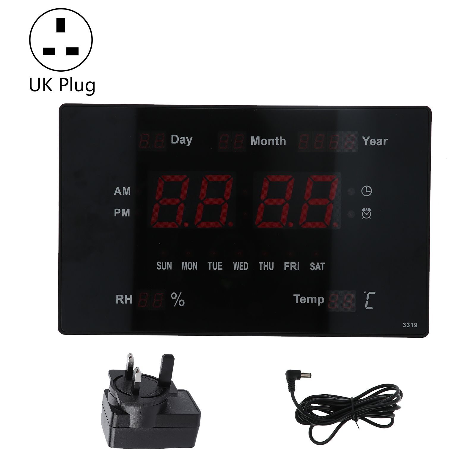 100‑240V LED Digital Clock Multifunction Wall Clock with Temperature Humidity view 2