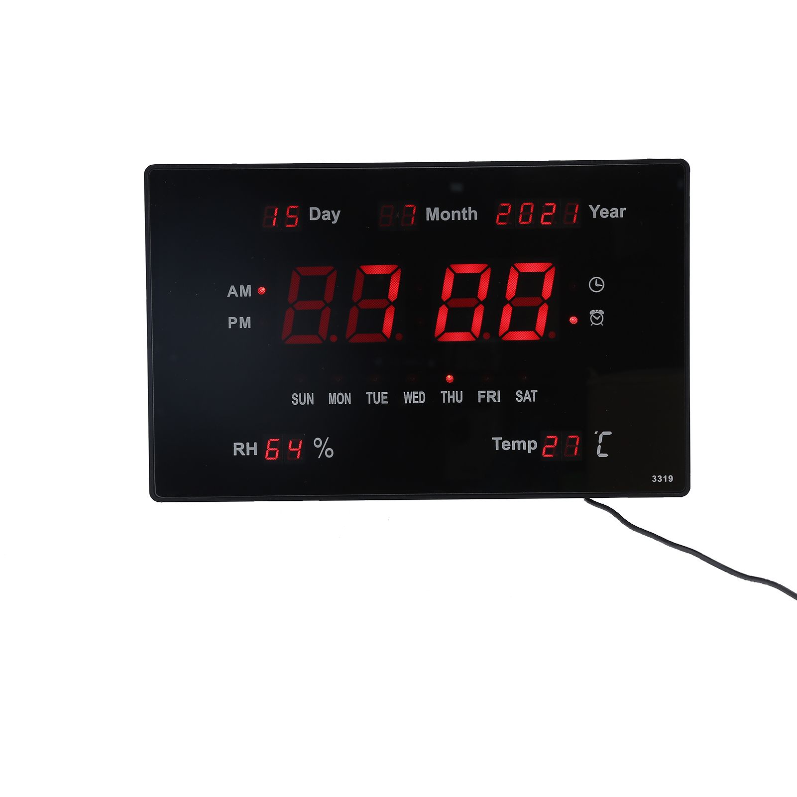 100‑240V LED Digital Clock Multifunction Wall Clock with Temperature Humidity view 5