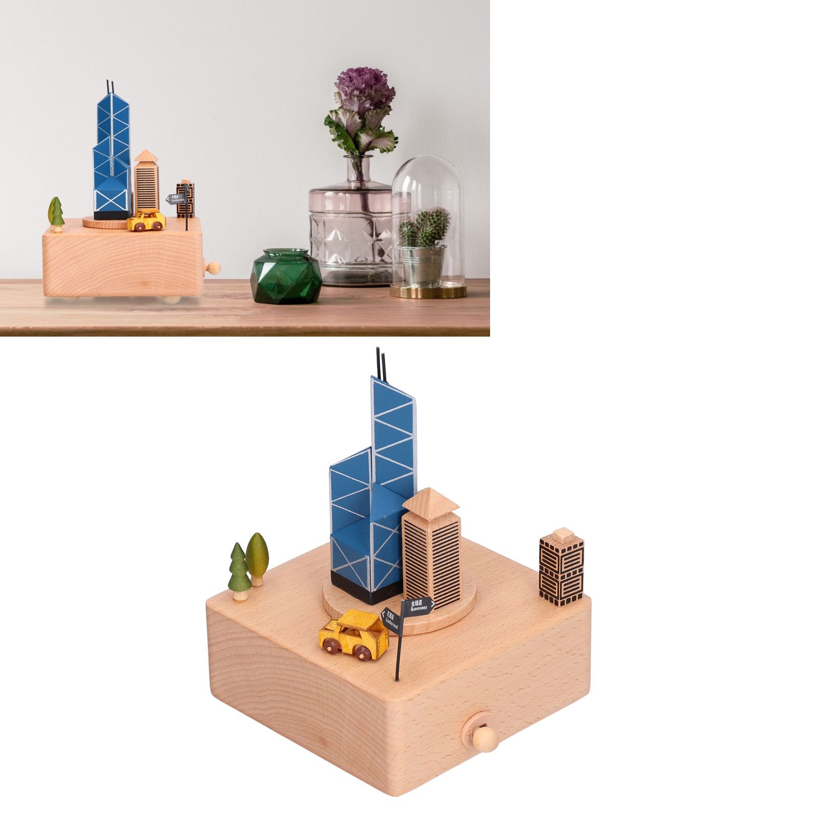 Beech Music Box Building Architectural Style Innovative Musical Box for Gift view 11