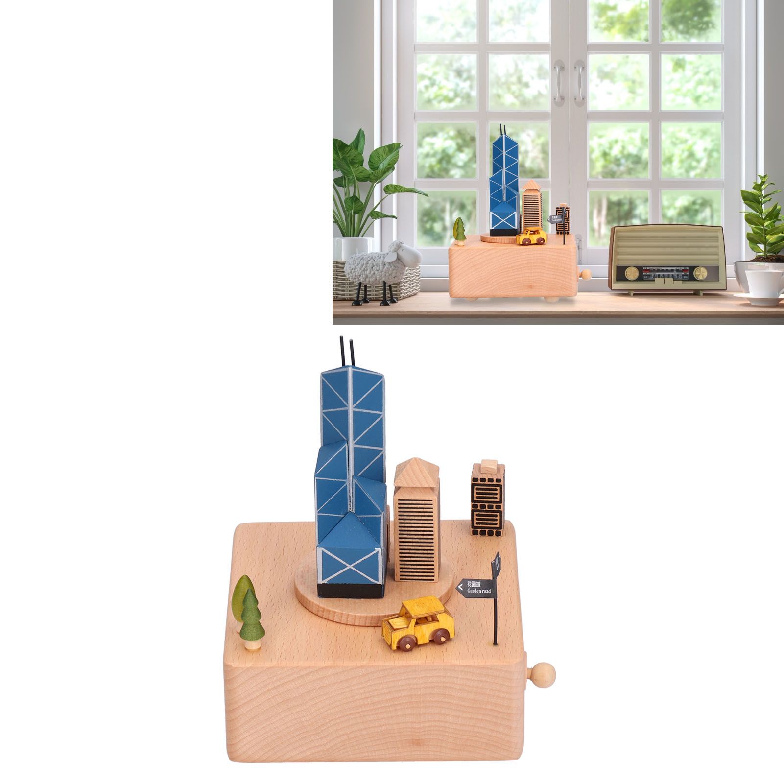 Beech Music Box Building Architectural Style Innovative Musical Box for Gift view 12
