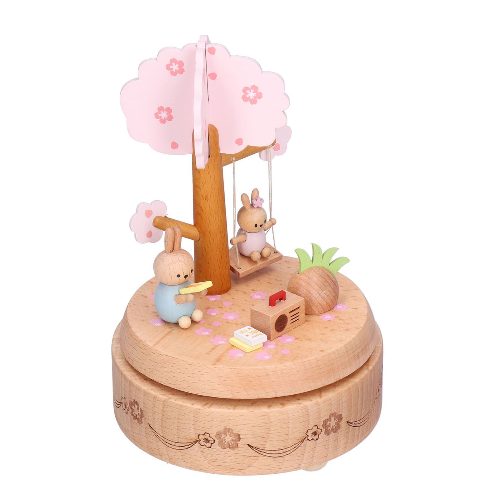 Music Box Beech Wood Cute Rabbit Music Box Toy Present for Christmas Birthday — image 1