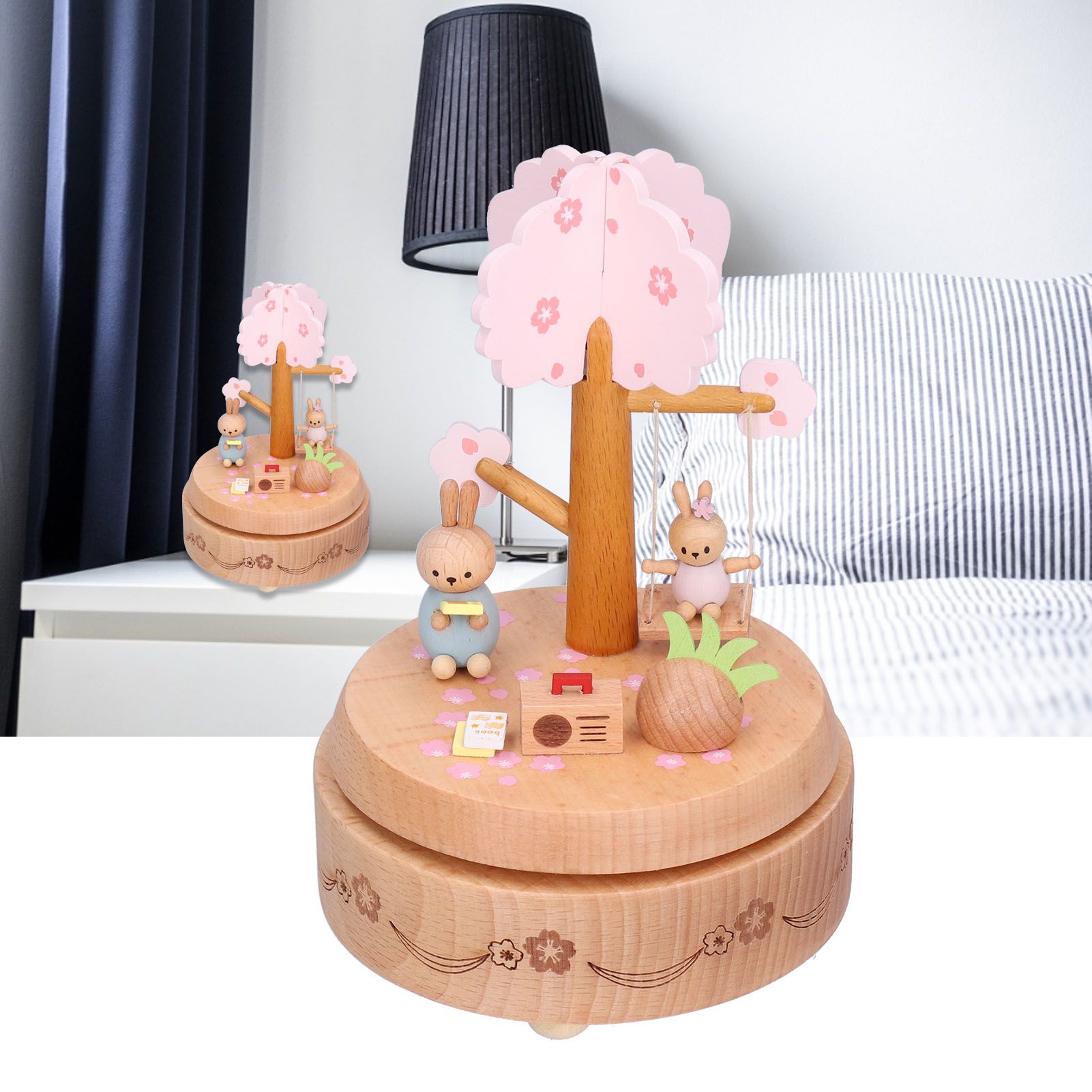 Music Box Beech Wood Cute Rabbit Music Box Toy Present for Christmas Birthday view 12