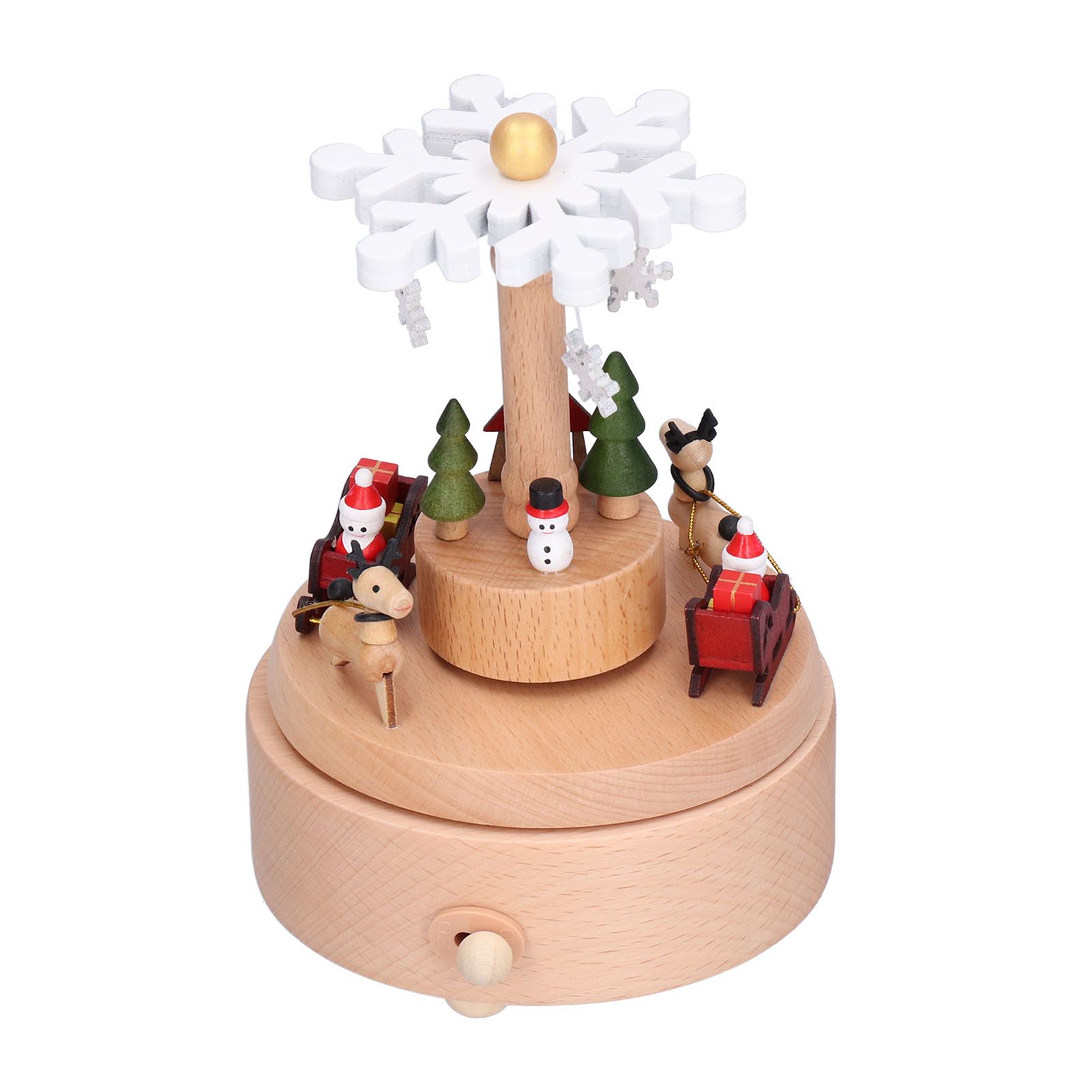 Wooden Music Box Snowflake Decor Wood Grain Texture Beautiful Sound Christmas view 2