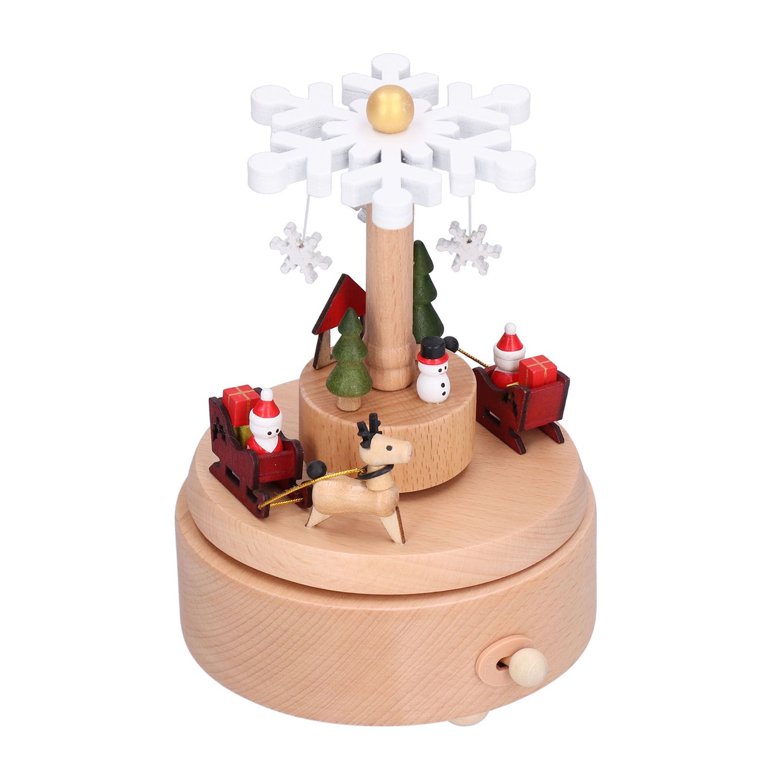 Wooden Music Box Snowflake Decor Wood Grain Texture Beautiful Sound Christmas view 4