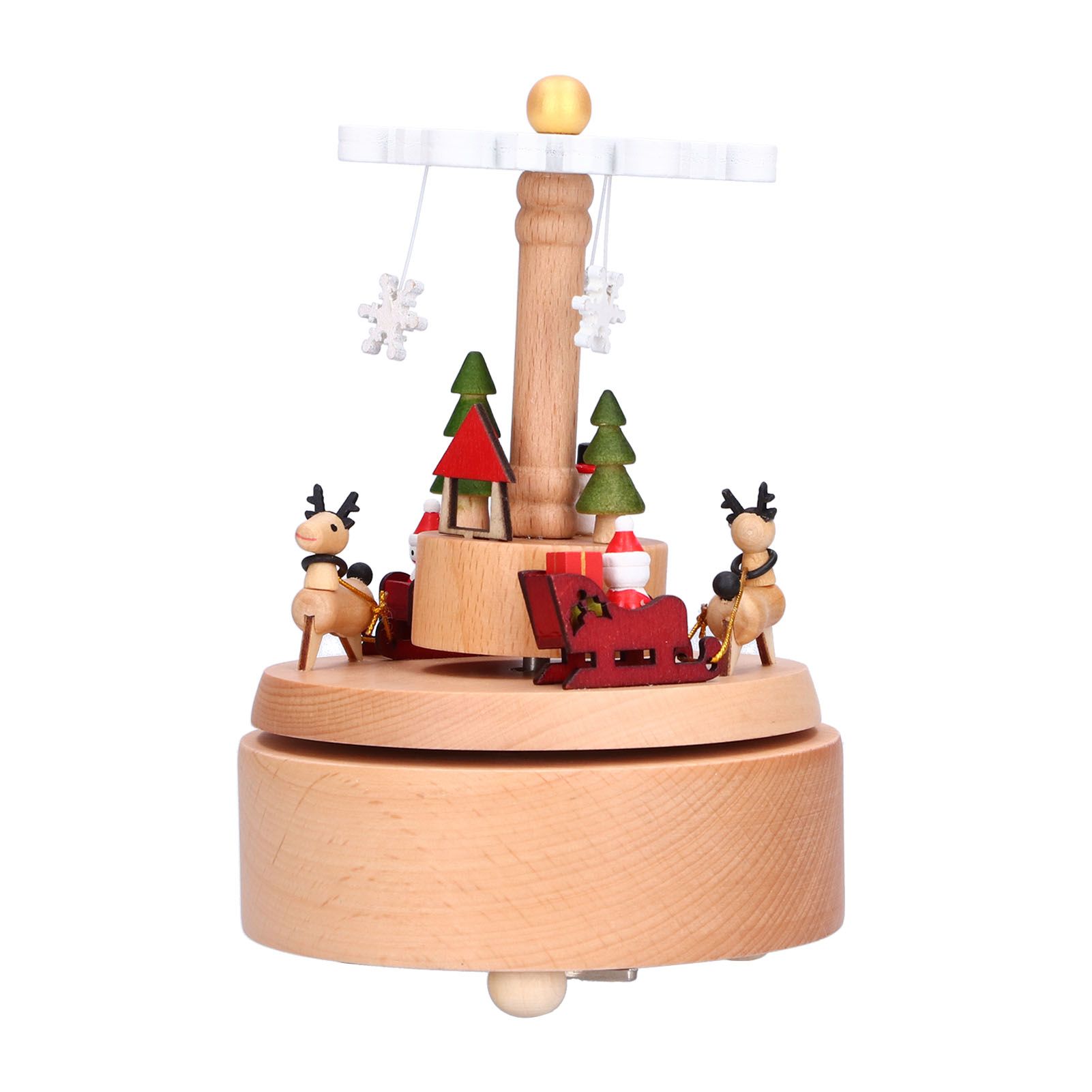 Wooden Music Box Snowflake Decor Wood Grain Texture Beautiful Sound Christmas view 7