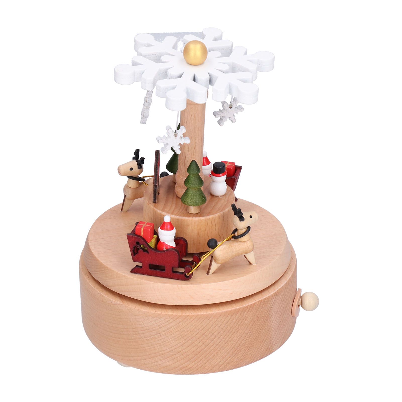 Wooden Music Box Snowflake Decor Wood Grain Texture Beautiful Sound Christmas view 8