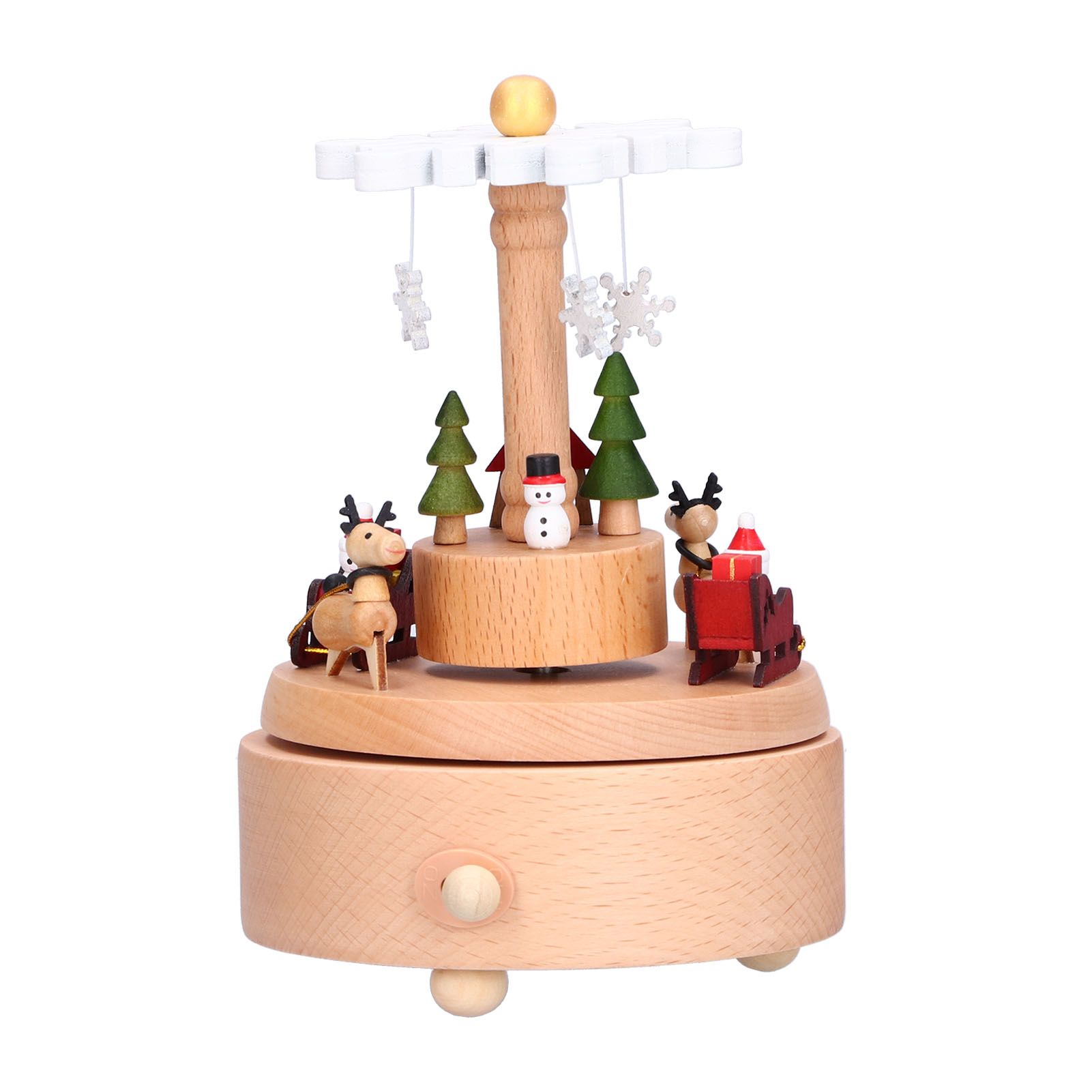 Wooden Music Box Snowflake Decor Wood Grain Texture Beautiful Sound Christmas view 9
