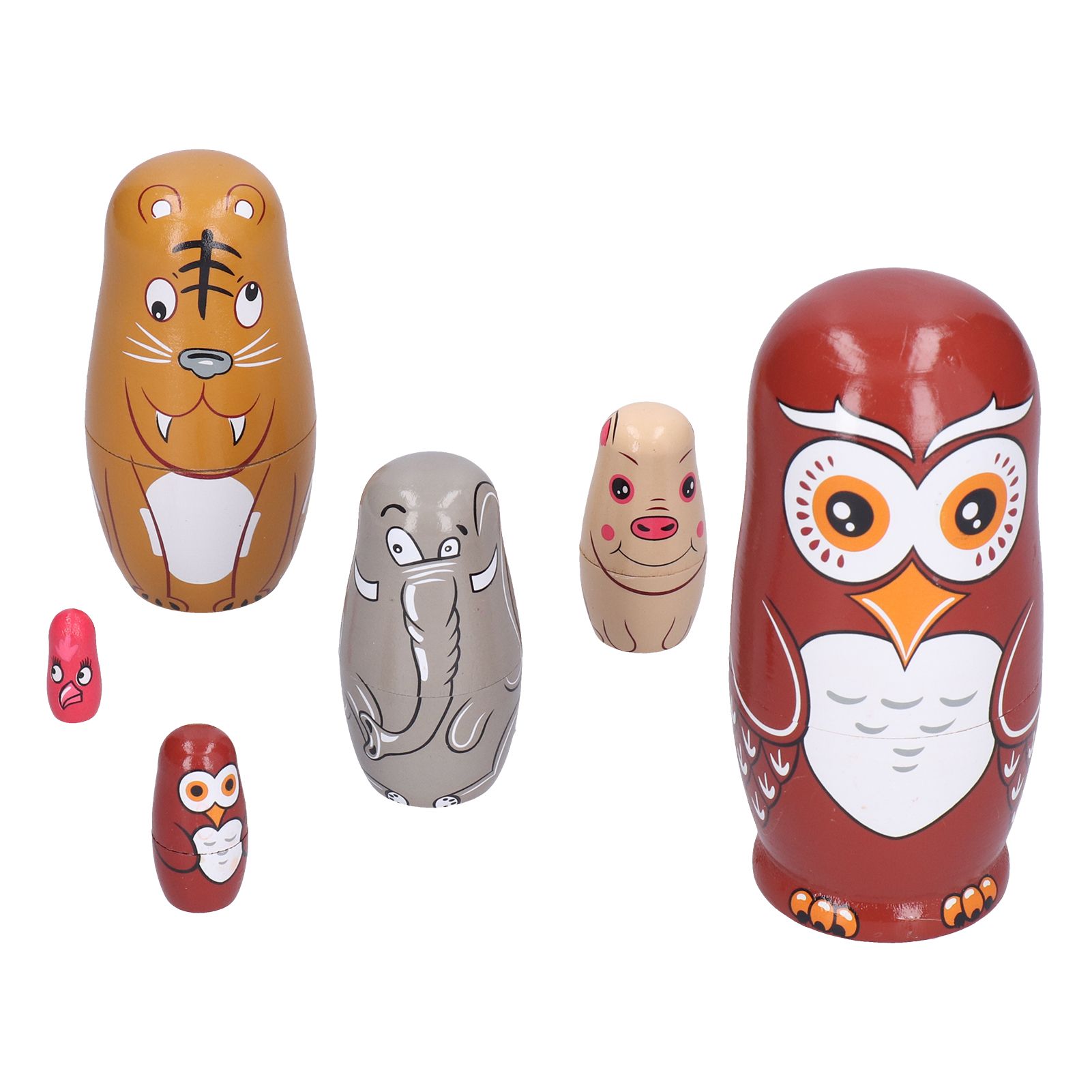 6Pcs Cartoon Russian Nesting Dolls HandMade Ornaments Kids Gifts Toys Home view 2