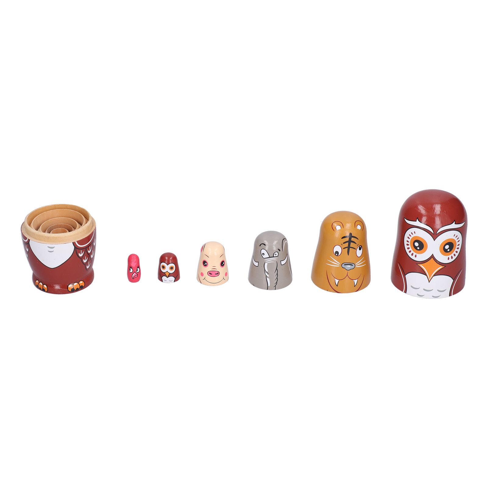 6Pcs Cartoon Russian Nesting Dolls HandMade Ornaments Kids Gifts Toys Home view 3