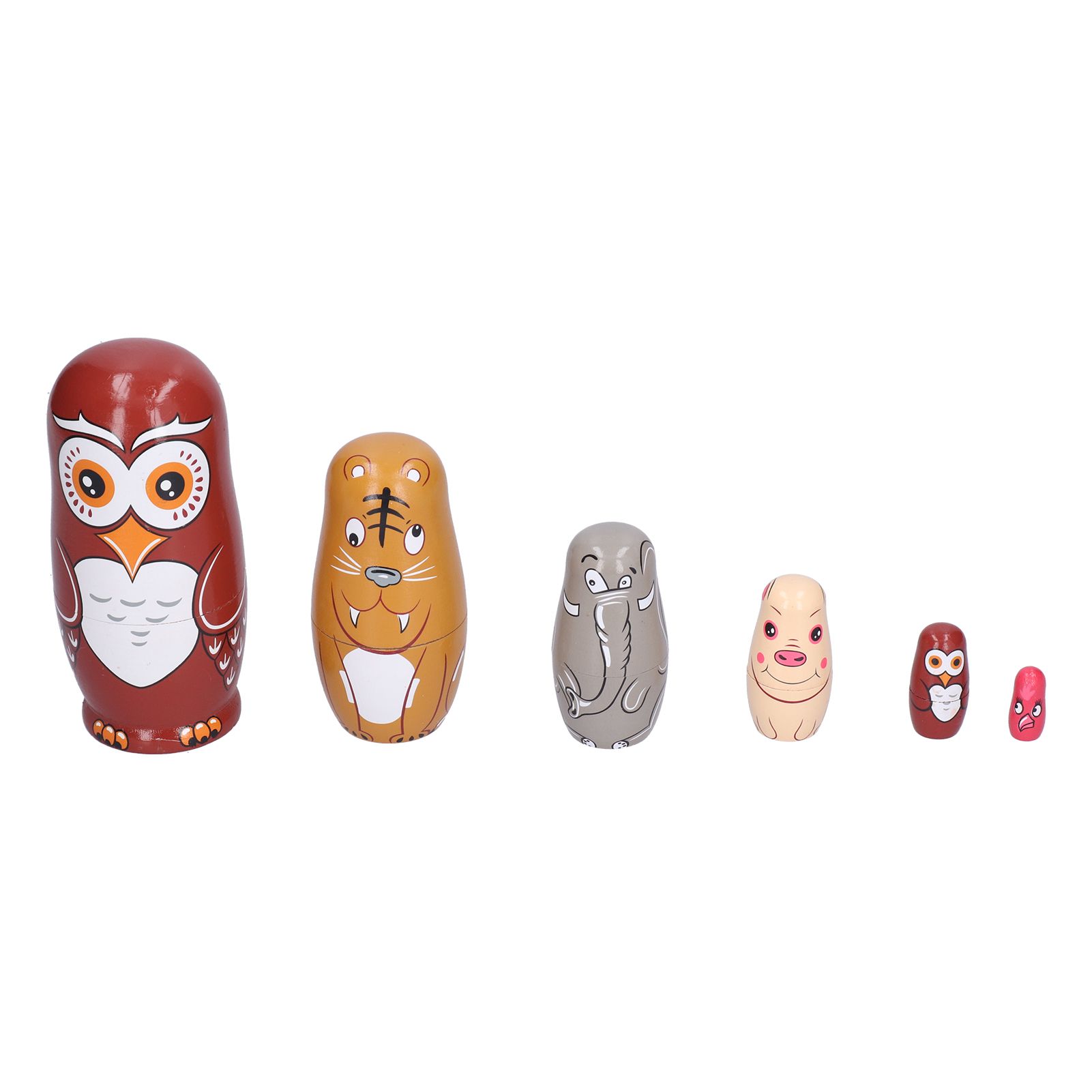 6Pcs Cartoon Russian Nesting Dolls HandMade Ornaments Kids Gifts Toys Home view 4
