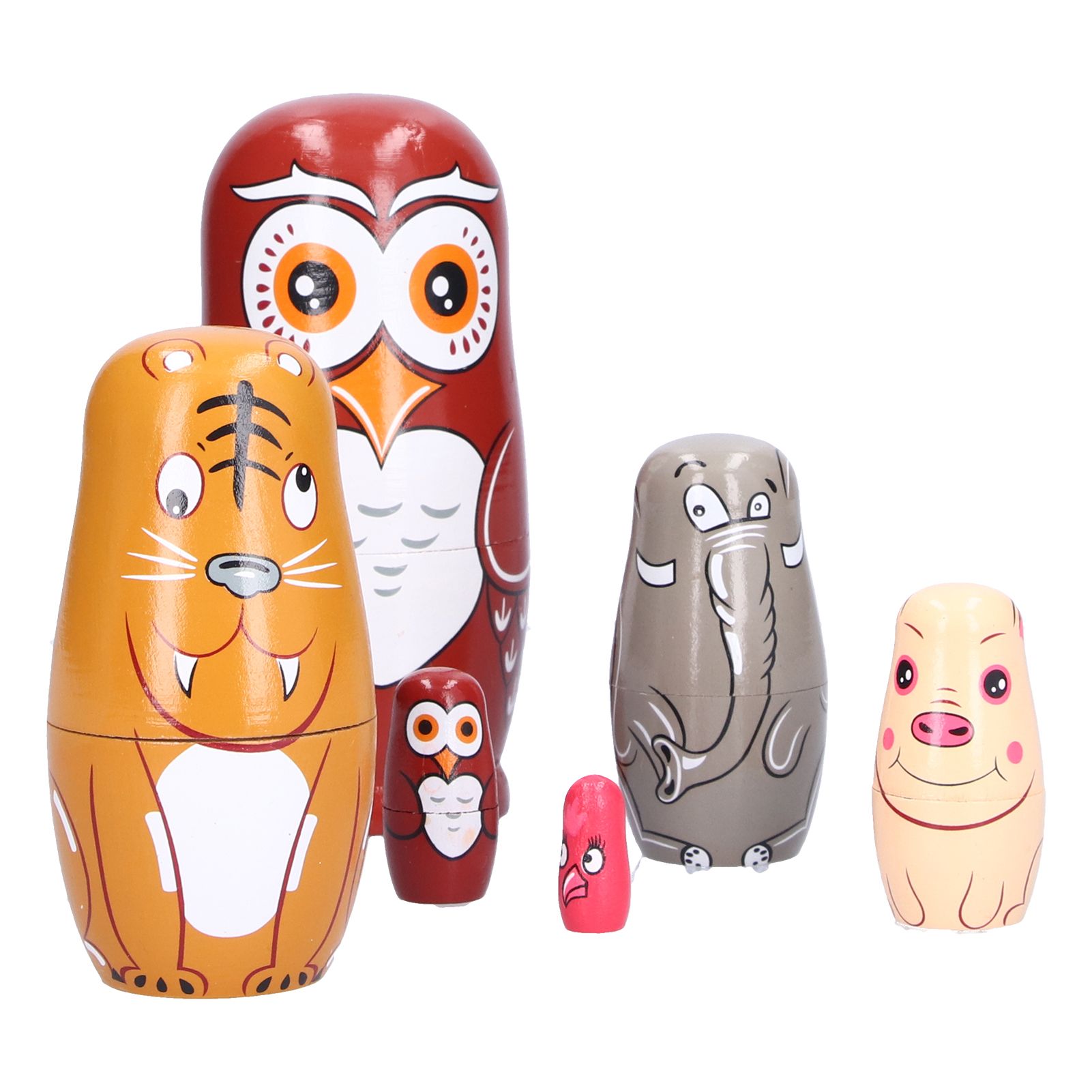 6Pcs Cartoon Russian Nesting Dolls HandMade Ornaments Kids Gifts Toys Home view 5