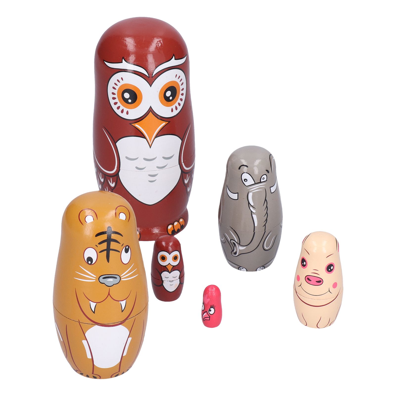 6Pcs Cartoon Russian Nesting Dolls HandMade Ornaments Kids Gifts Toys Home view 6