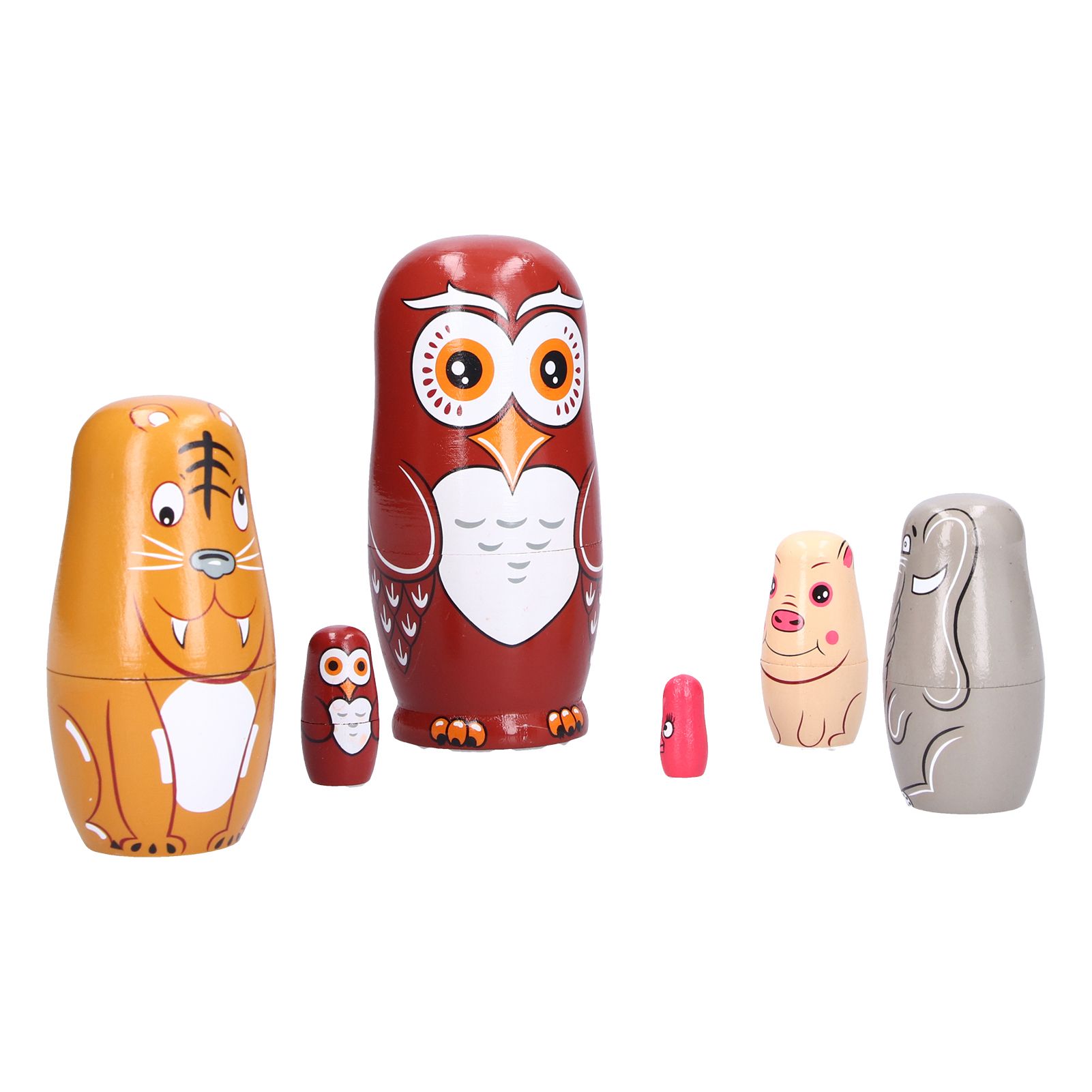 6Pcs Cartoon Russian Nesting Dolls HandMade Ornaments Kids Gifts Toys Home view 7