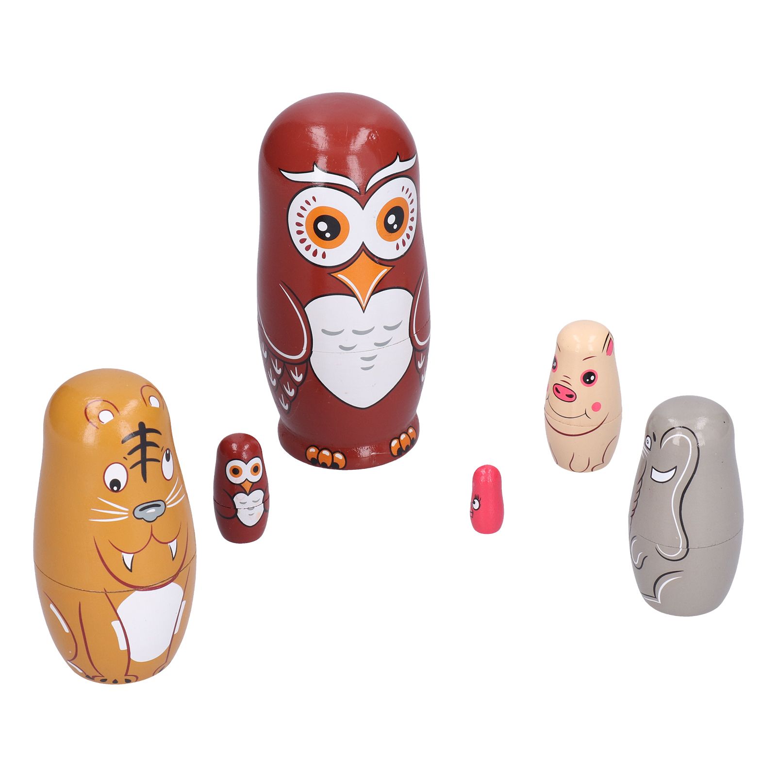 6Pcs Cartoon Russian Nesting Dolls HandMade Ornaments Kids Gifts Toys Home view 8