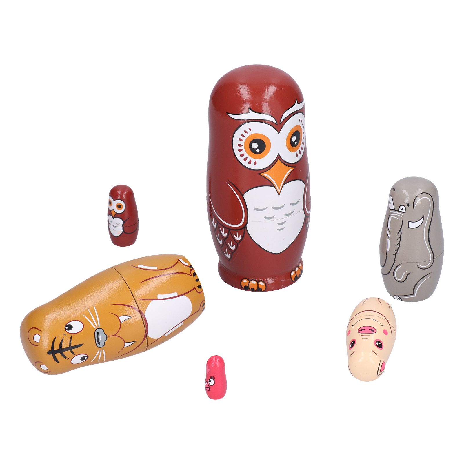 6Pcs Cartoon Russian Nesting Dolls HandMade Ornaments Kids Gifts Toys Home view 9