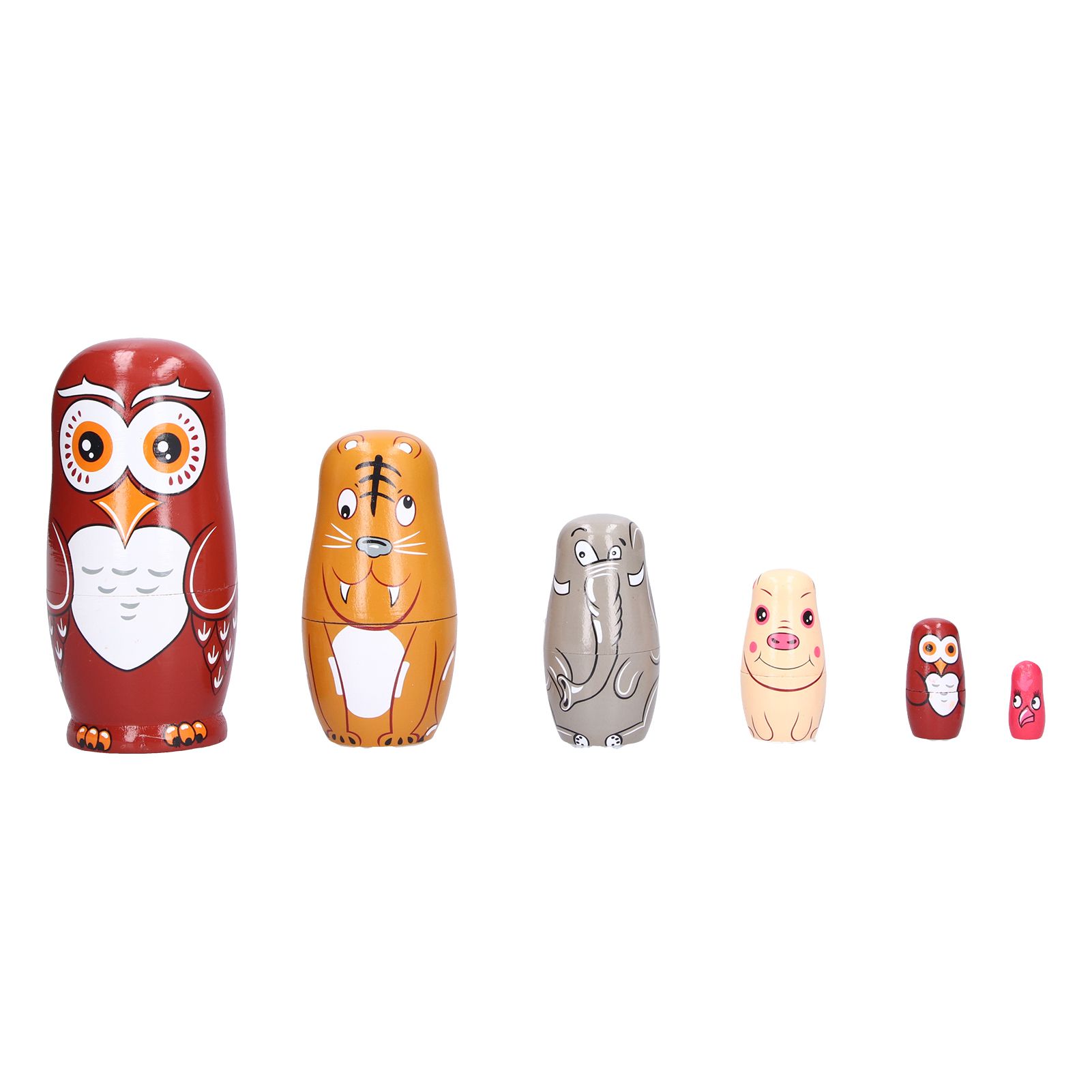 6Pcs Cartoon Russian Nesting Dolls HandMade Ornaments Kids Gifts Toys Home view 10