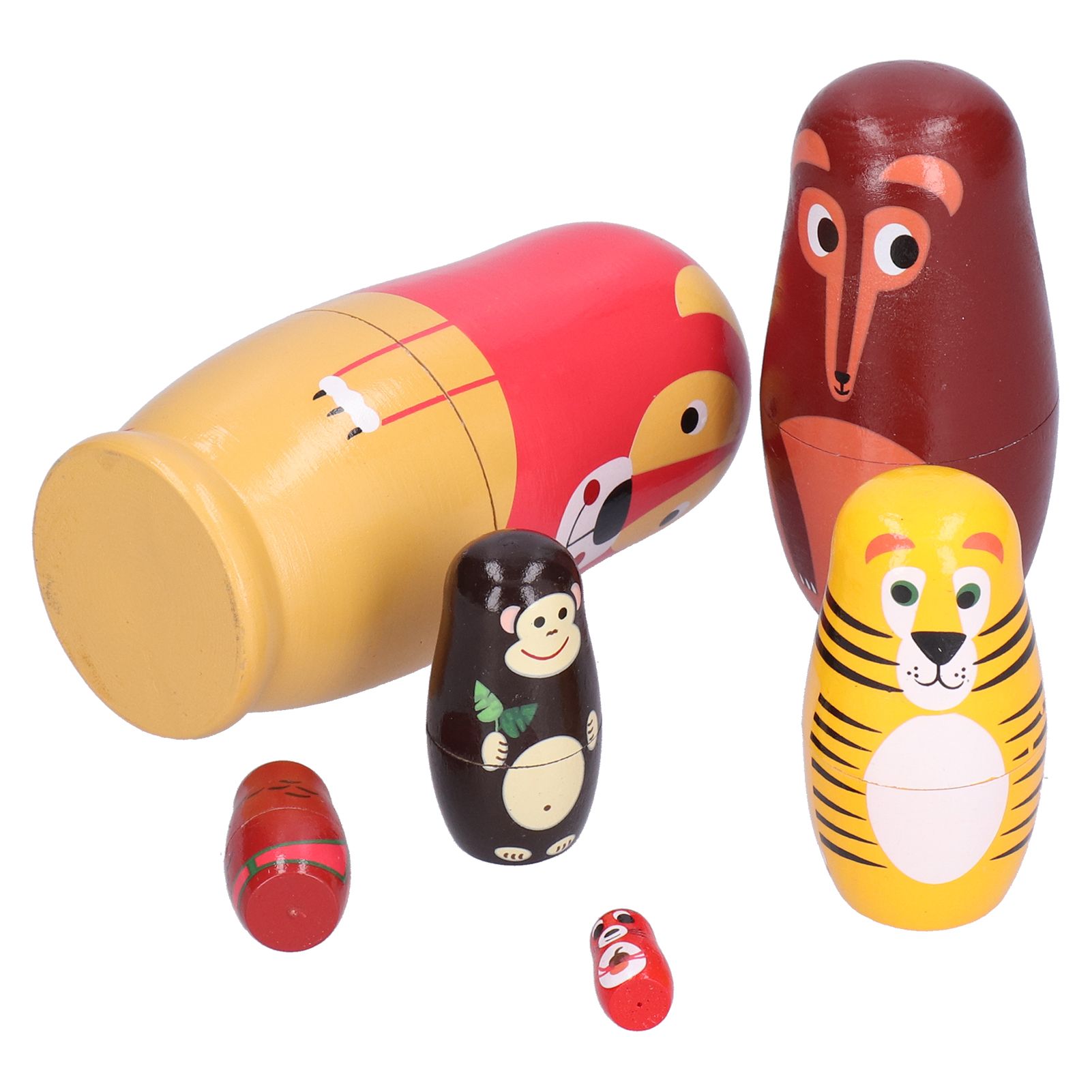 6Pcs Russian Nesting Dolls Kit Wooden Cartoon Animal Pattern Ornament view 4