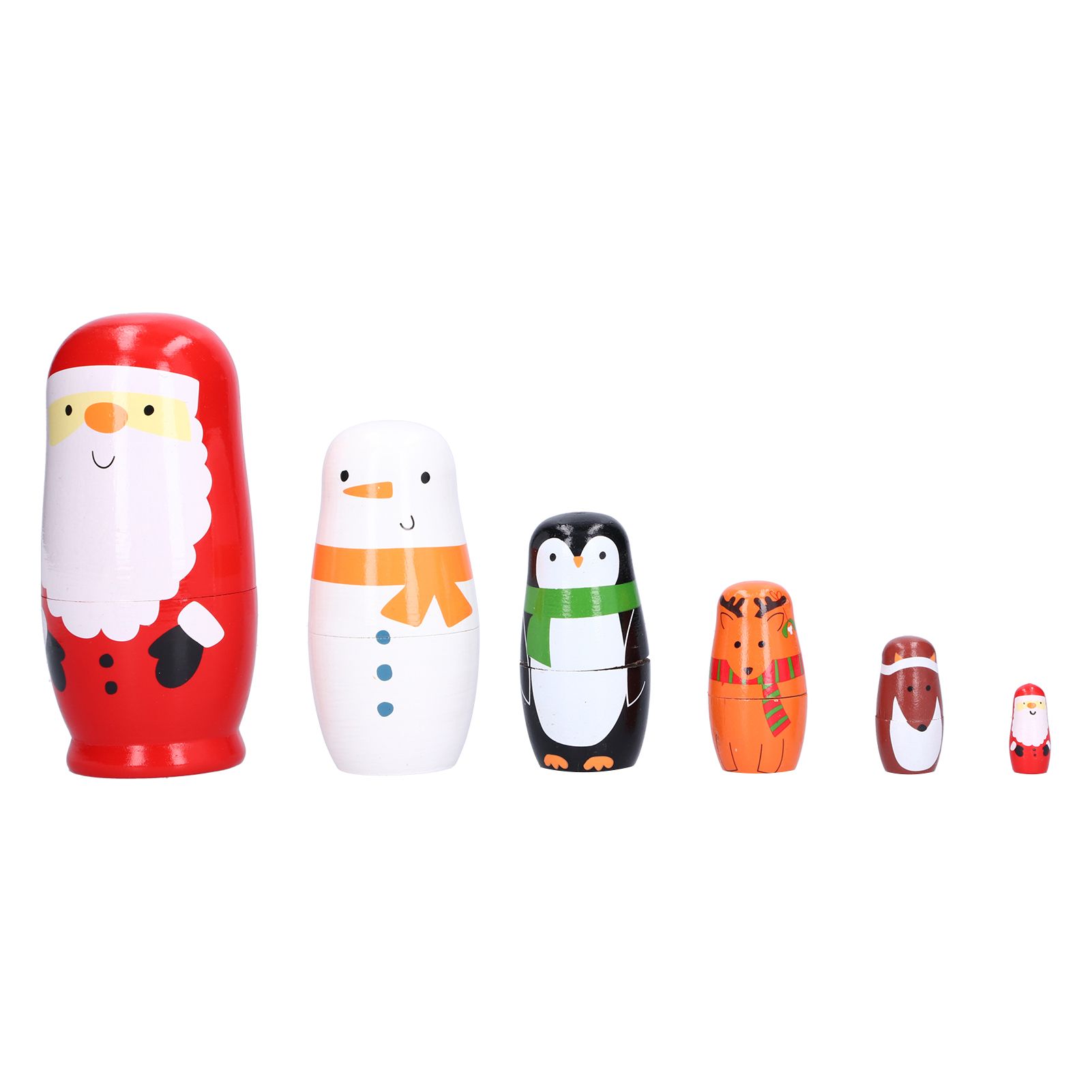 6Pcs Russian Nesting Dolls Gift Wooden Painted Art Crafts Cartoon Ornament for view 2