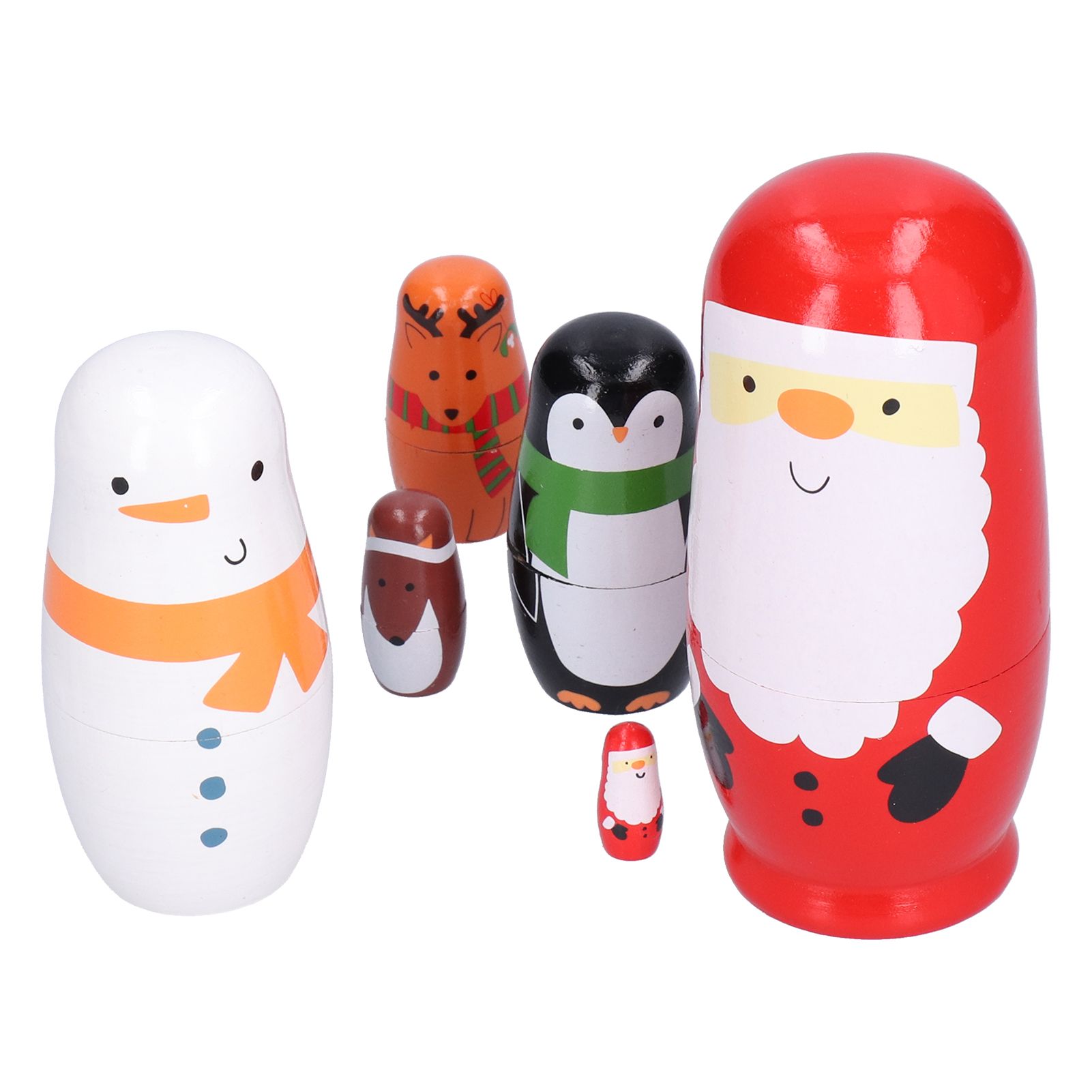 6Pcs Russian Nesting Dolls Gift Wooden Painted Art Crafts Cartoon Ornament for view 3