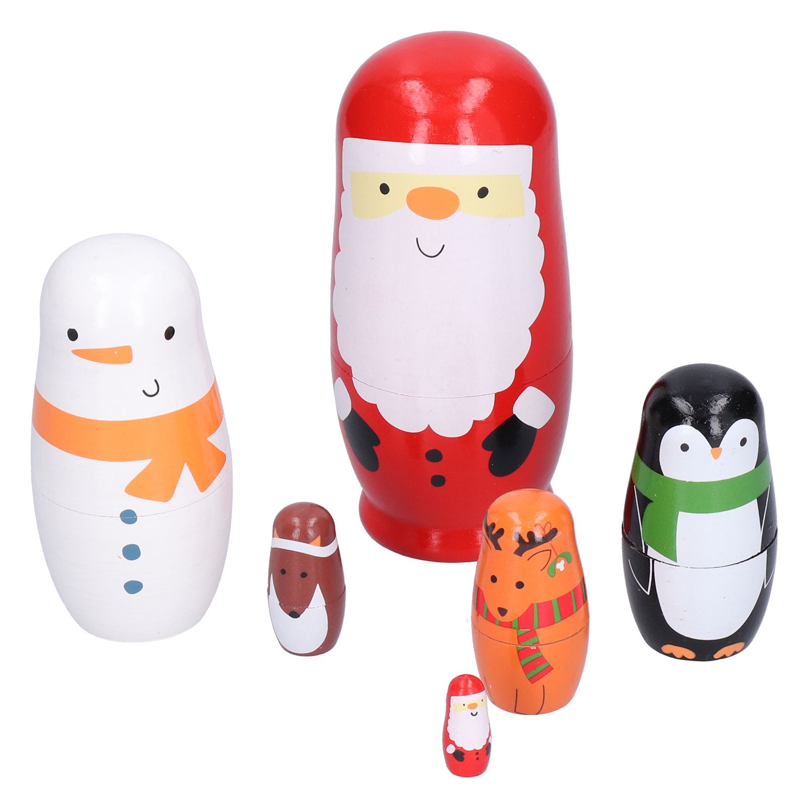 6Pcs Russian Nesting Dolls Gift Wooden Painted Art Crafts Cartoon Ornament for view 4