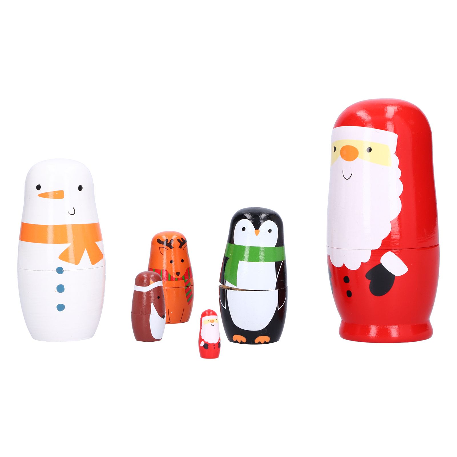 6Pcs Russian Nesting Dolls Gift Wooden Painted Art Crafts Cartoon Ornament for view 5