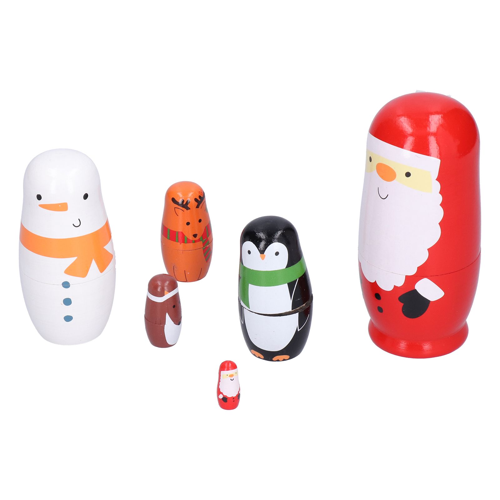 6Pcs Russian Nesting Dolls Gift Wooden Painted Art Crafts Cartoon Ornament for view 6