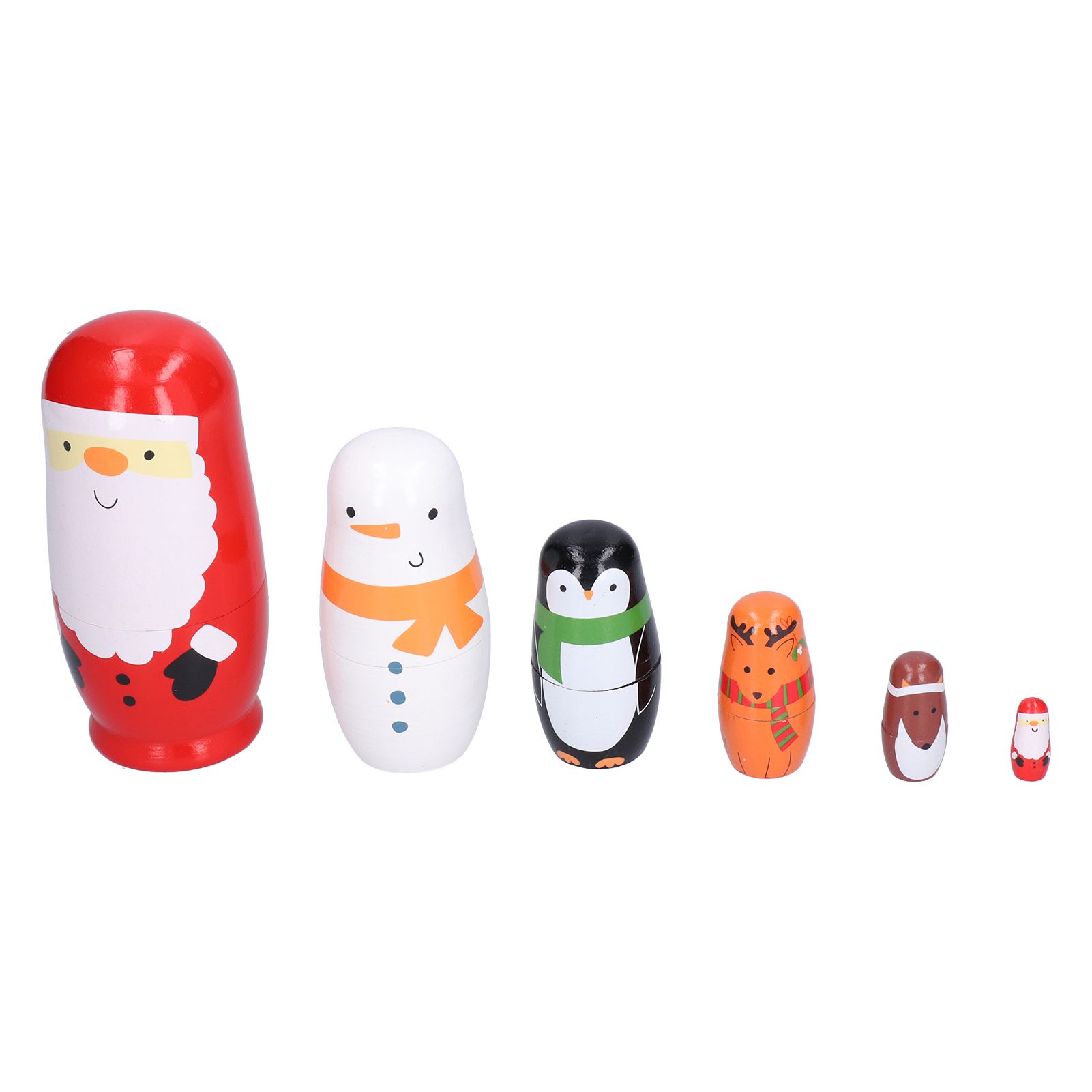 6Pcs Russian Nesting Dolls Gift Wooden Painted Art Crafts Cartoon Ornament for view 7