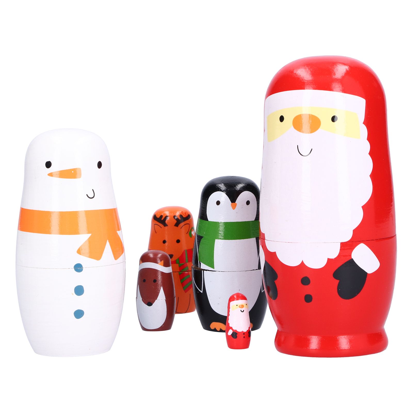 6Pcs Russian Nesting Dolls Gift Wooden Painted Art Crafts Cartoon Ornament for view 10
