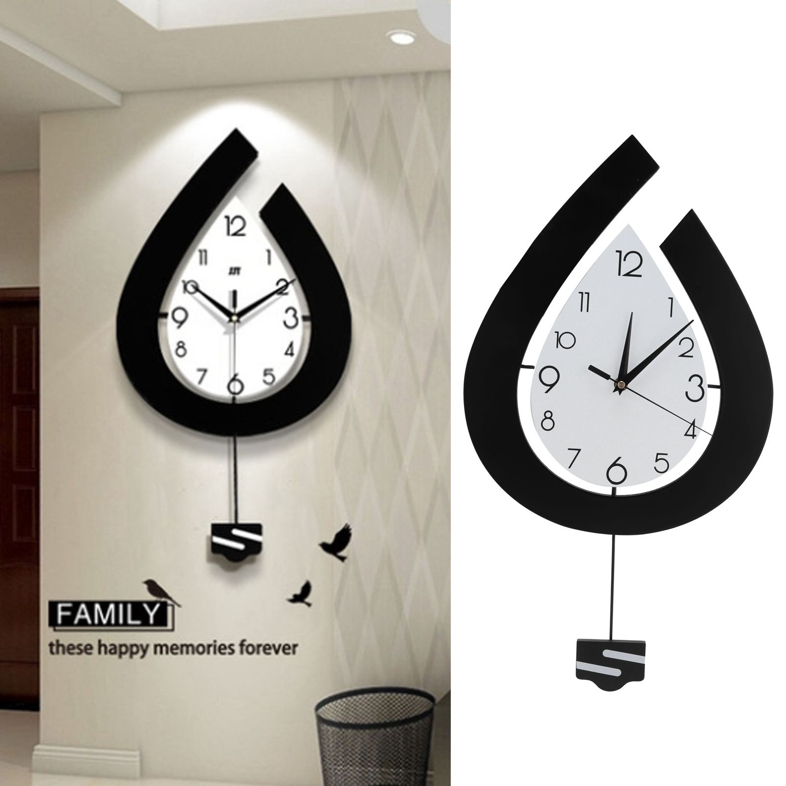 Nordic Style Unique Shape Hanging Clock Mute Wall Clock for Living Room Coffee view 11