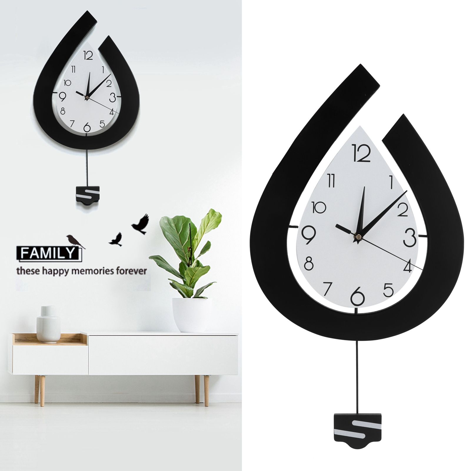 Nordic Style Unique Shape Hanging Clock Mute Wall Clock for Living Room Coffee view 12