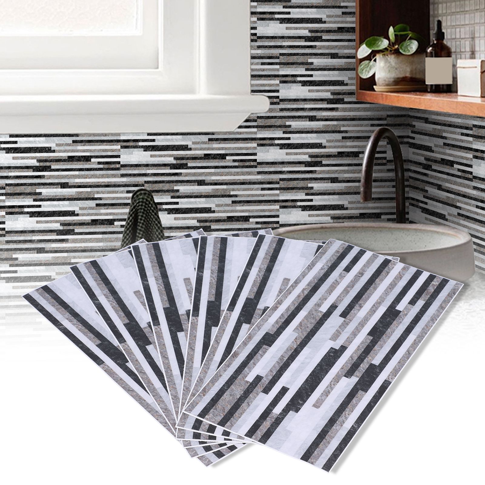 6Pcs set Wall Sticker Self Adhesive Wallpaper Wall Decoration for Bathroom view 12