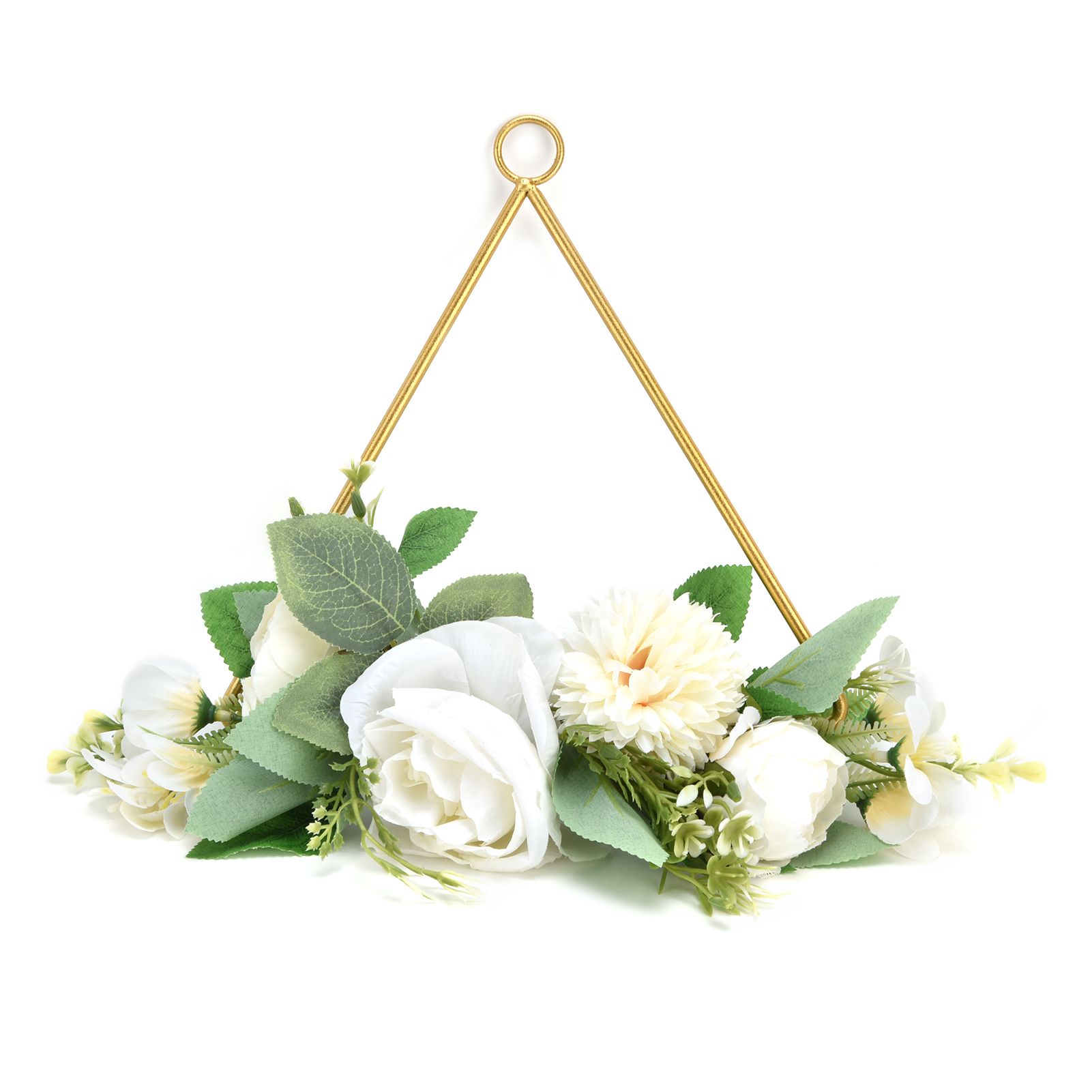 Floral Hoop Metal Ring Wreath Artificial Wall Hanging Wreath for Wedding Home view 2