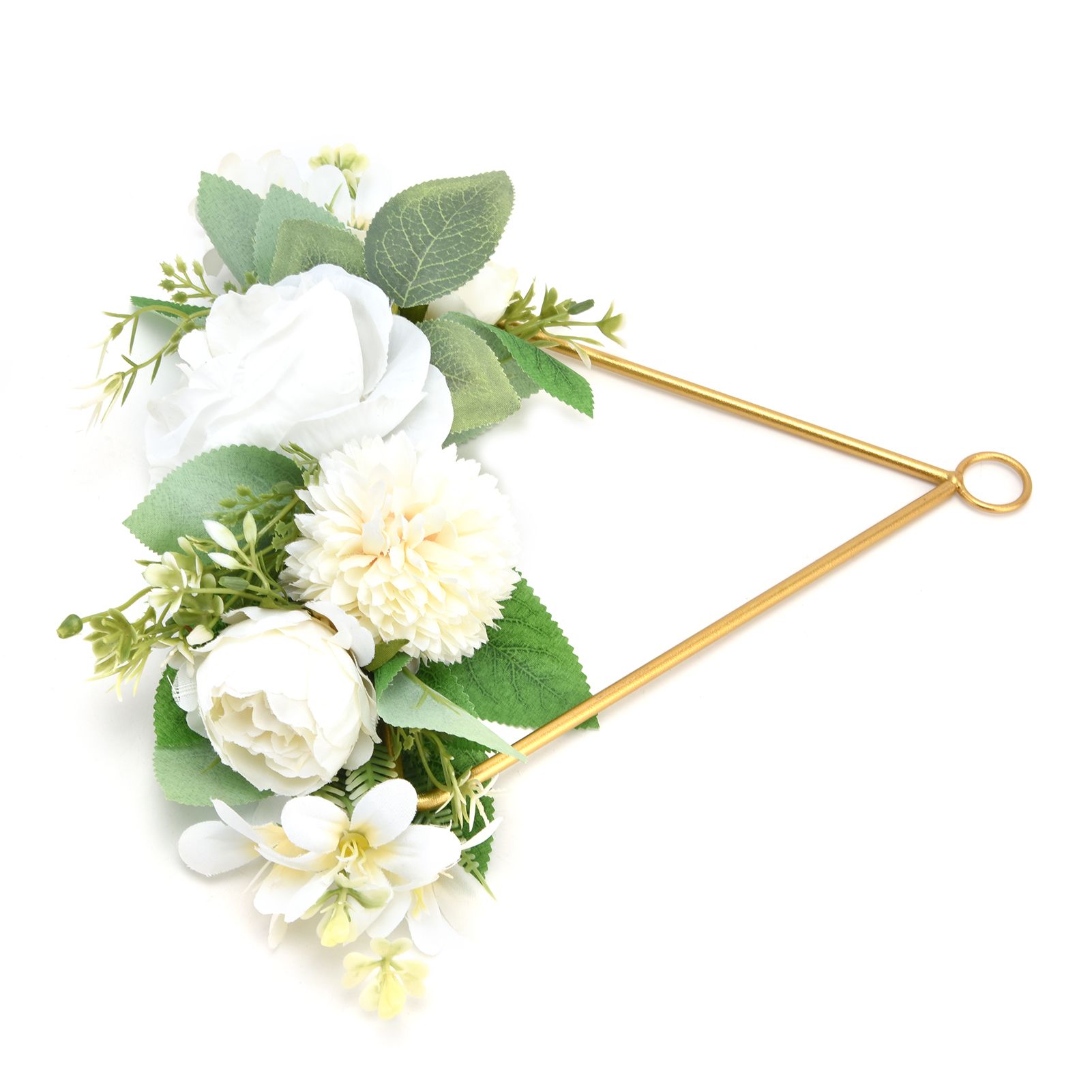 Floral Hoop Metal Ring Wreath Artificial Wall Hanging Wreath for Wedding Home view 5