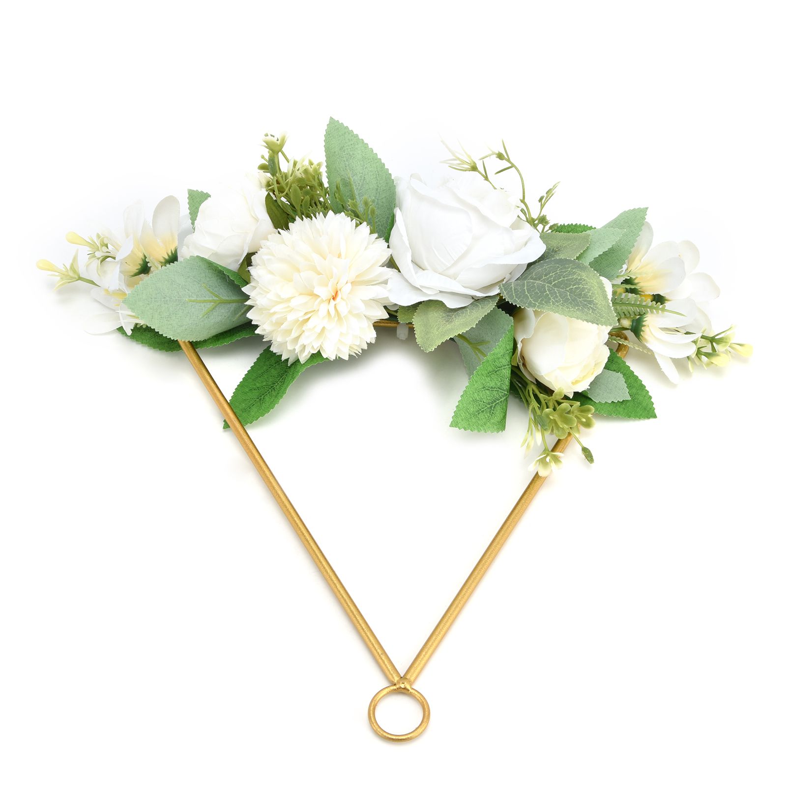 Floral Hoop Metal Ring Wreath Artificial Wall Hanging Wreath for Wedding Home view 7