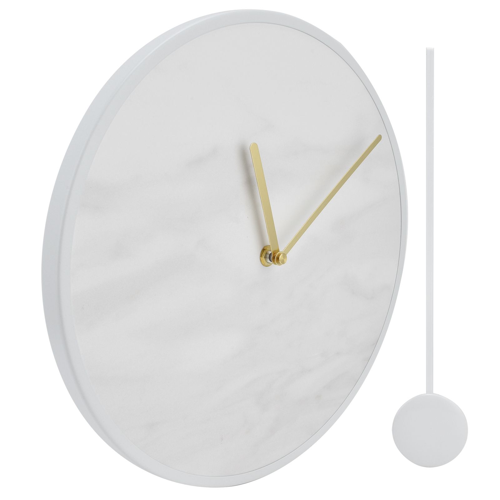 Modern Slate Wall Clock with Metal Frame Marble Pattern Swing Wall Clock for view 3