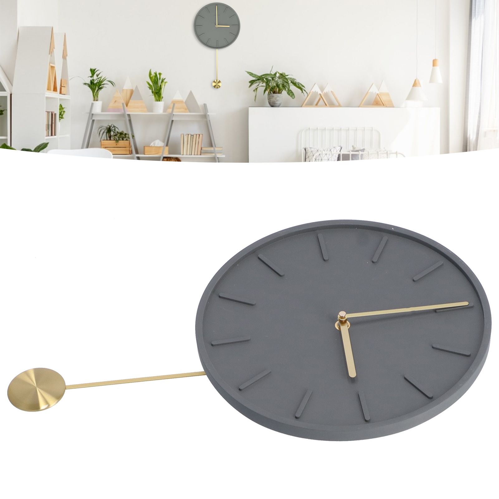 Modern Wall Clock Hanging Round Clock with Large Pendulum for Kitchen Coffee view 12