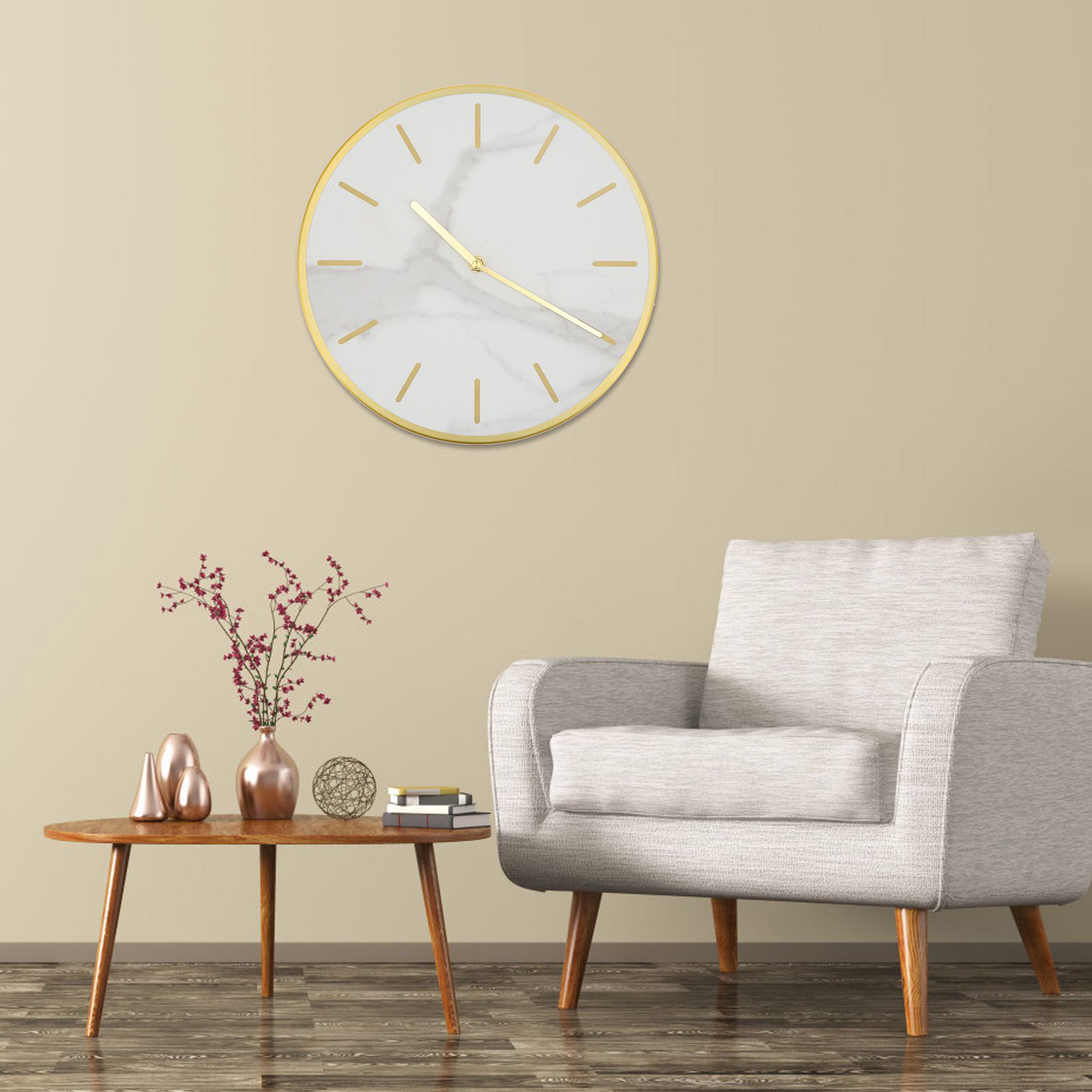 Modern Wall Clock with Large Pendulum Round Mute Hanging Clock for Home Bar Cafes view 11