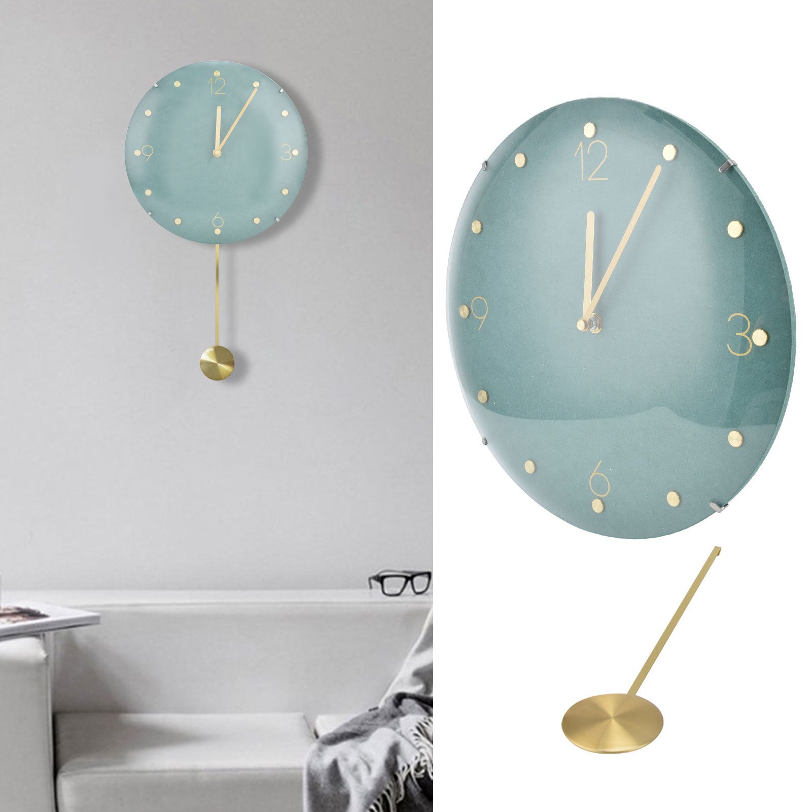 Modern Hanging Clock Framless Round Wall Pendulum Clock for Home Bar Shop view 11