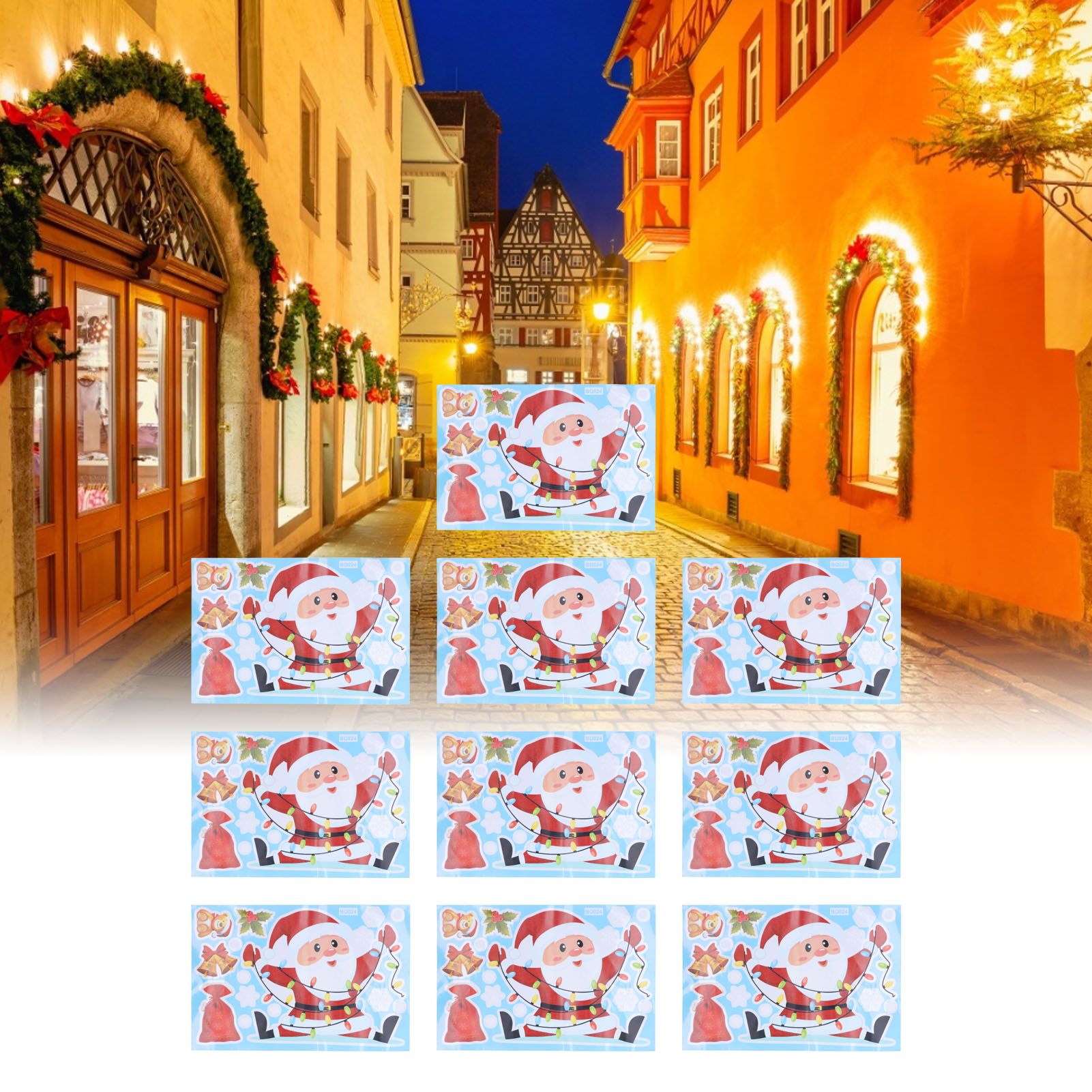 10Pcs Storefront Christmas Man Decoration Sticker SelfAdhesive Showcase view 11