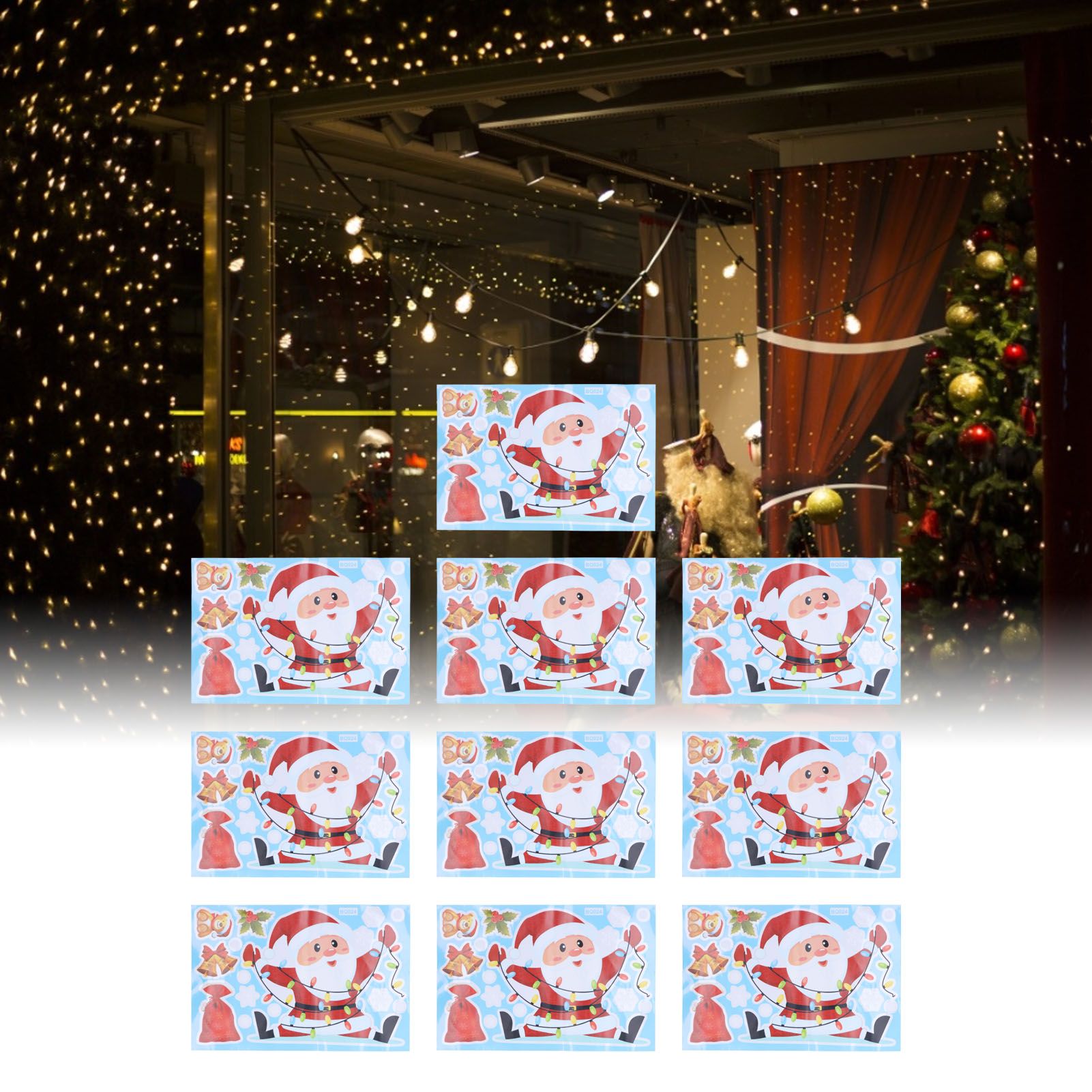 10Pcs Storefront Christmas Man Decoration Sticker SelfAdhesive Showcase view 12