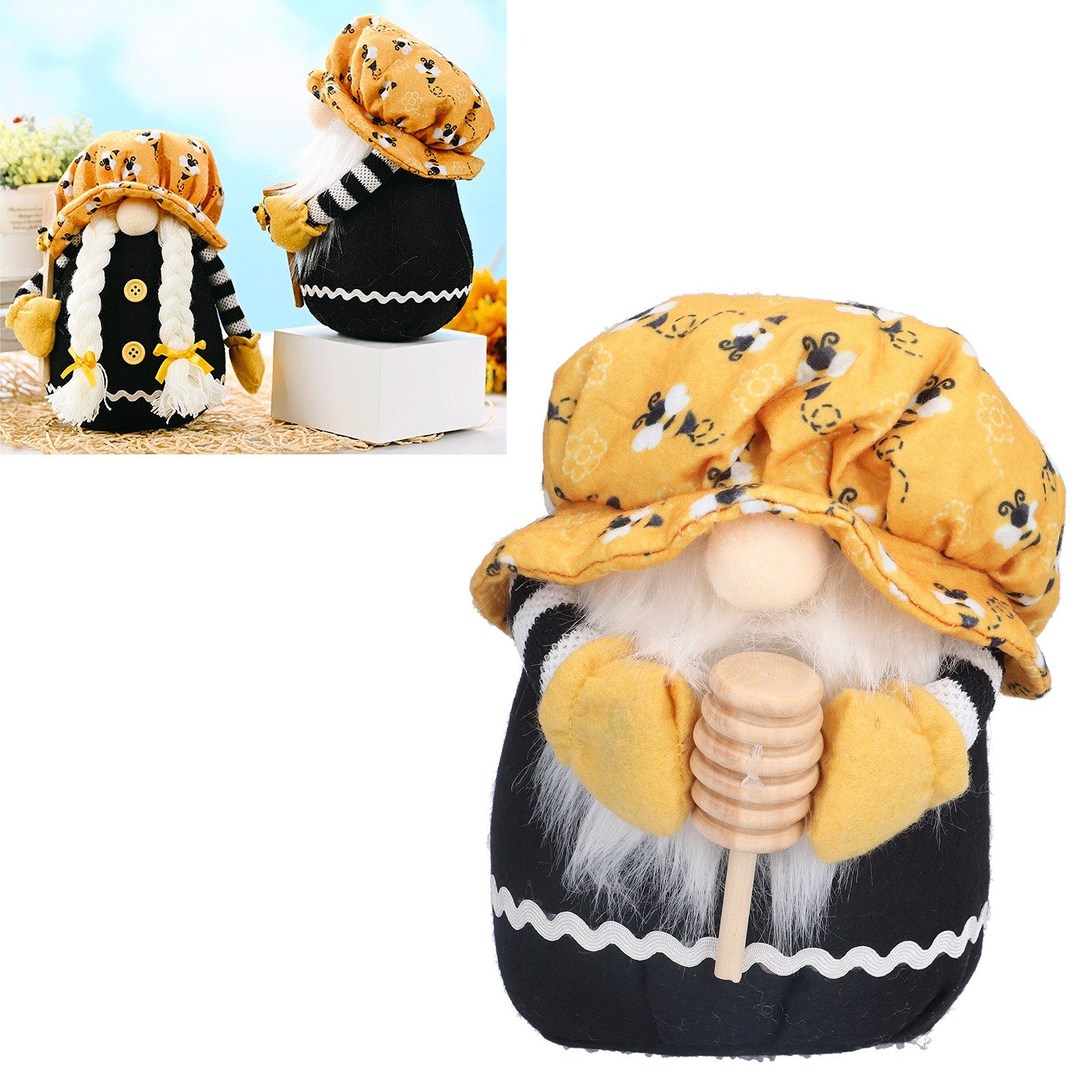 Bee Pattern Gnome Doll Dwarf Faceless Doll Ornament Decor for Living Room Sofa view 11