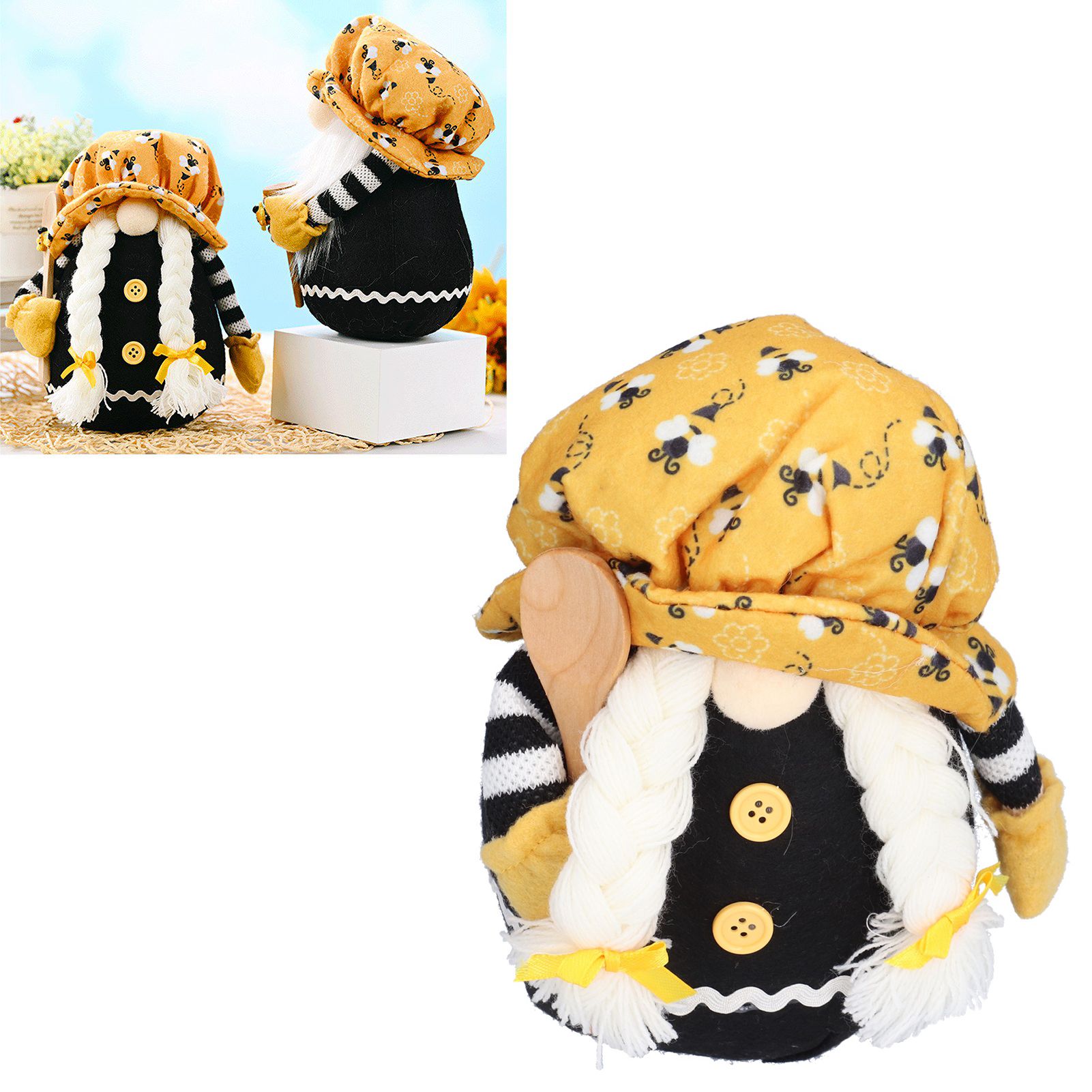 Bee Pattern Gnome Doll Dwarf Faceless Doll Ornament Decor for Living Room Sofa view 12