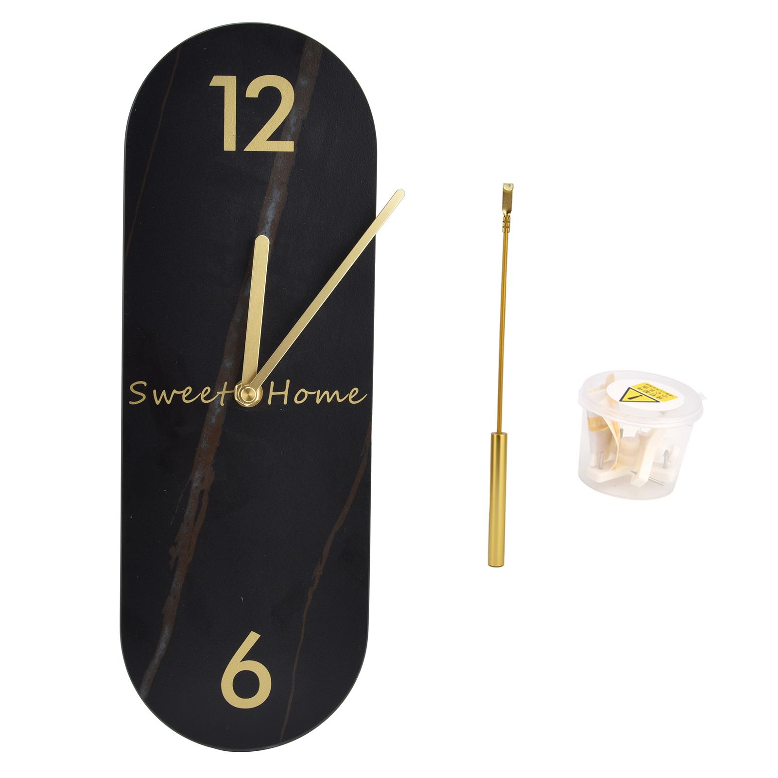 Modern Style Wall Clock Innovative Marble Grain Clock with Pendulum for Home view 2