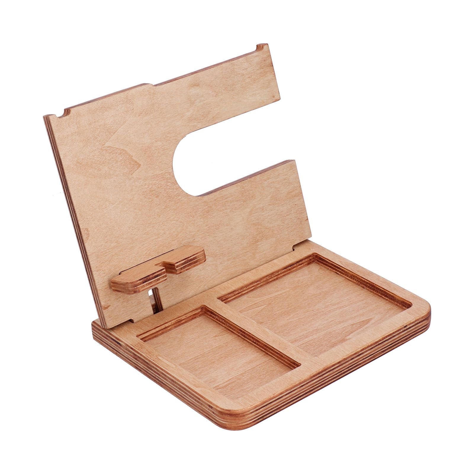 Wood Phone Docking Station Key Holder Desktop Storage Organizer Surface view 6