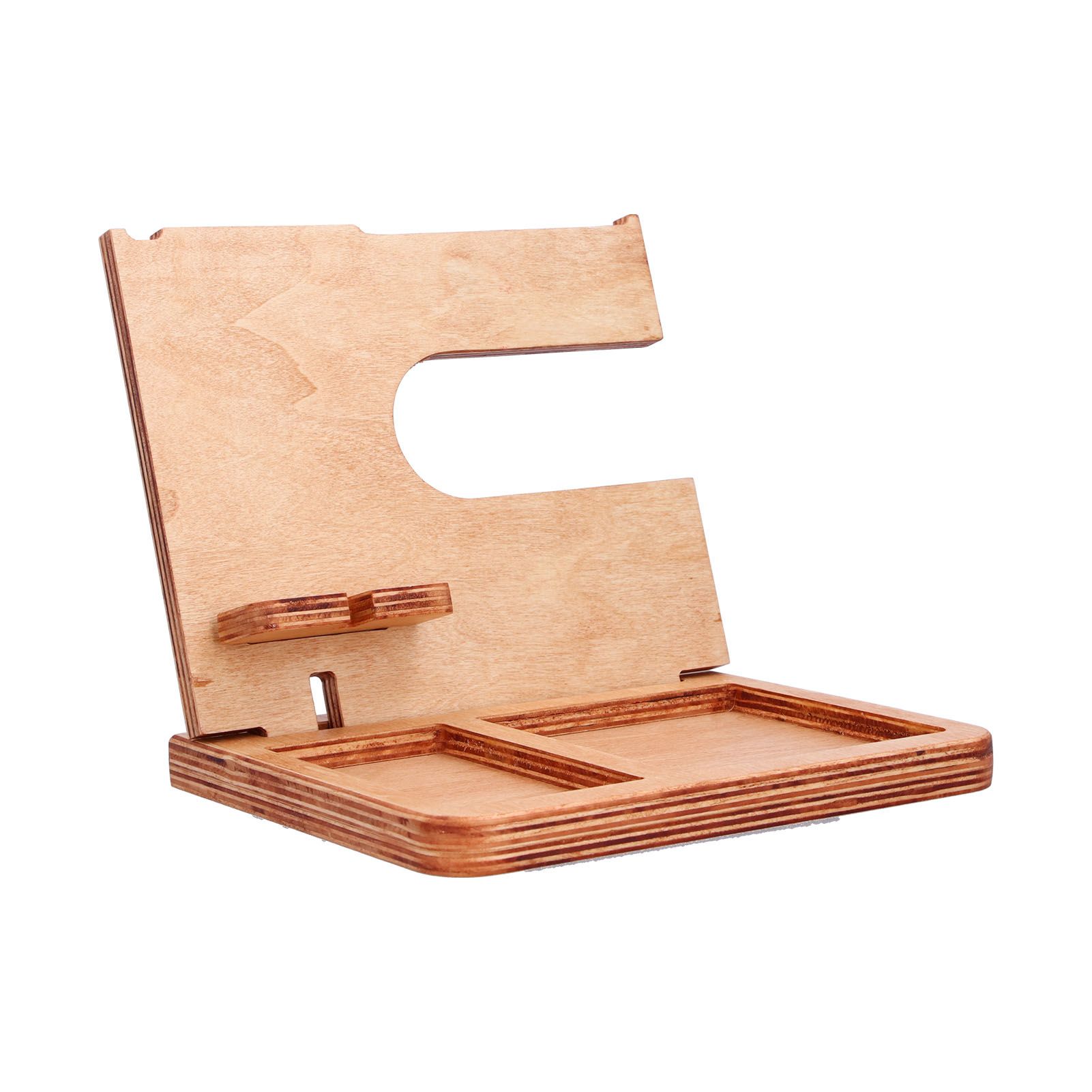 Wood Phone Docking Station Key Holder Desktop Storage Organizer Surface view 8